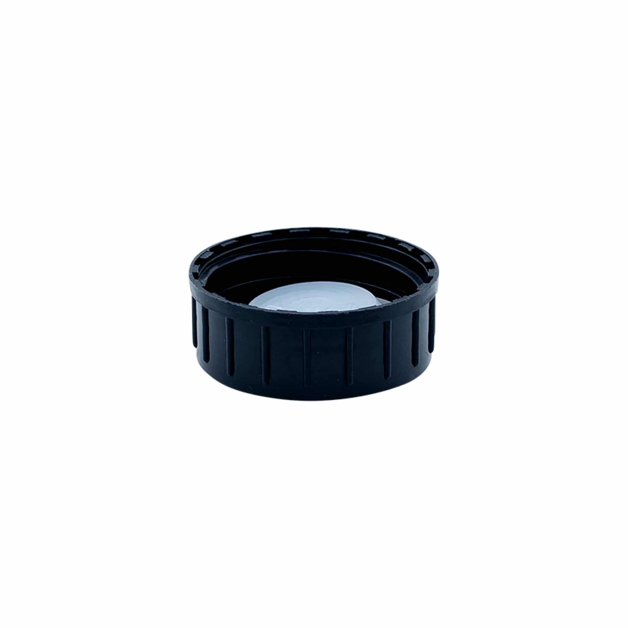 Csavarzár, PP műanyag, fekete, DIN 32 nyíláshoz Csavarzár, PP műanyag, fekete, DIN 32 nyíláshoz