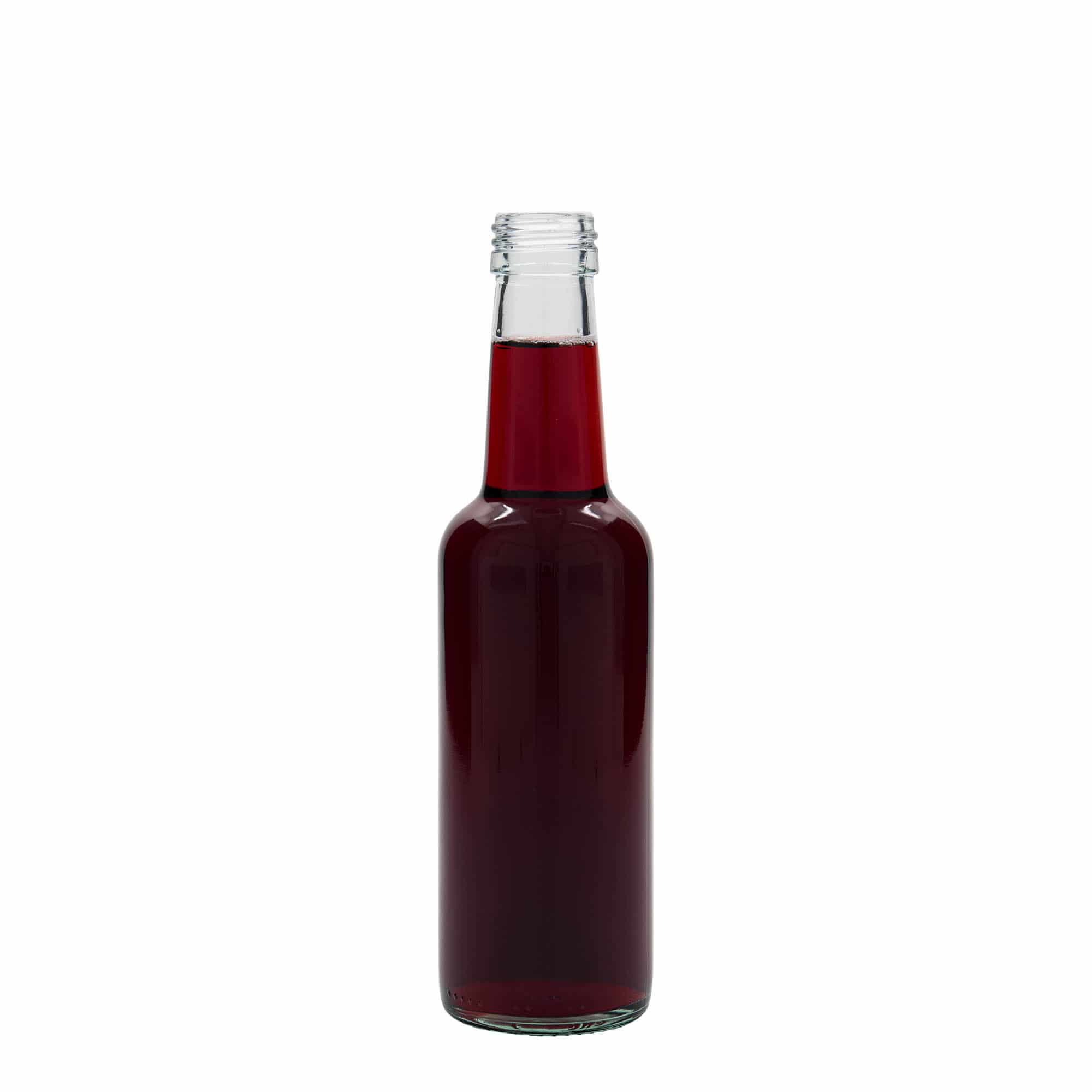 250 ml üvegpalack egyenes nyakkal, nyílás: PP 28