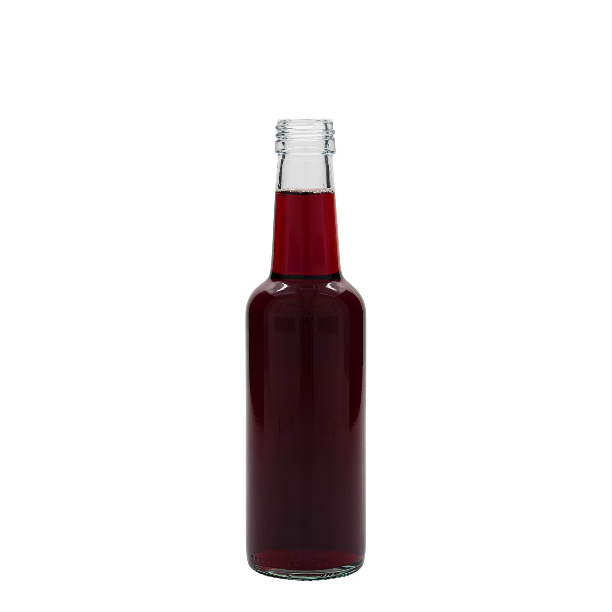 250 ml üvegpalack egyenes nyakkal, nyílás: PP 28 250 ml üvegpalack egyenes nyakkal, nyílás: PP 28