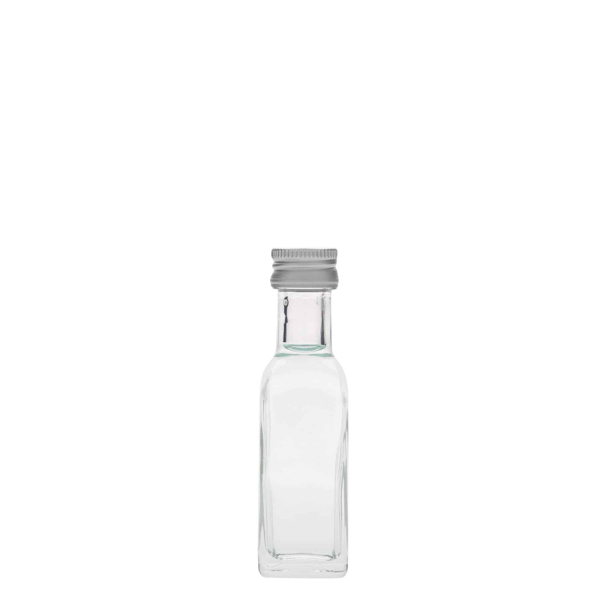 20 ml-es 'Marasca' üvegfiola, négyzet alakú, nyílás: PP 18