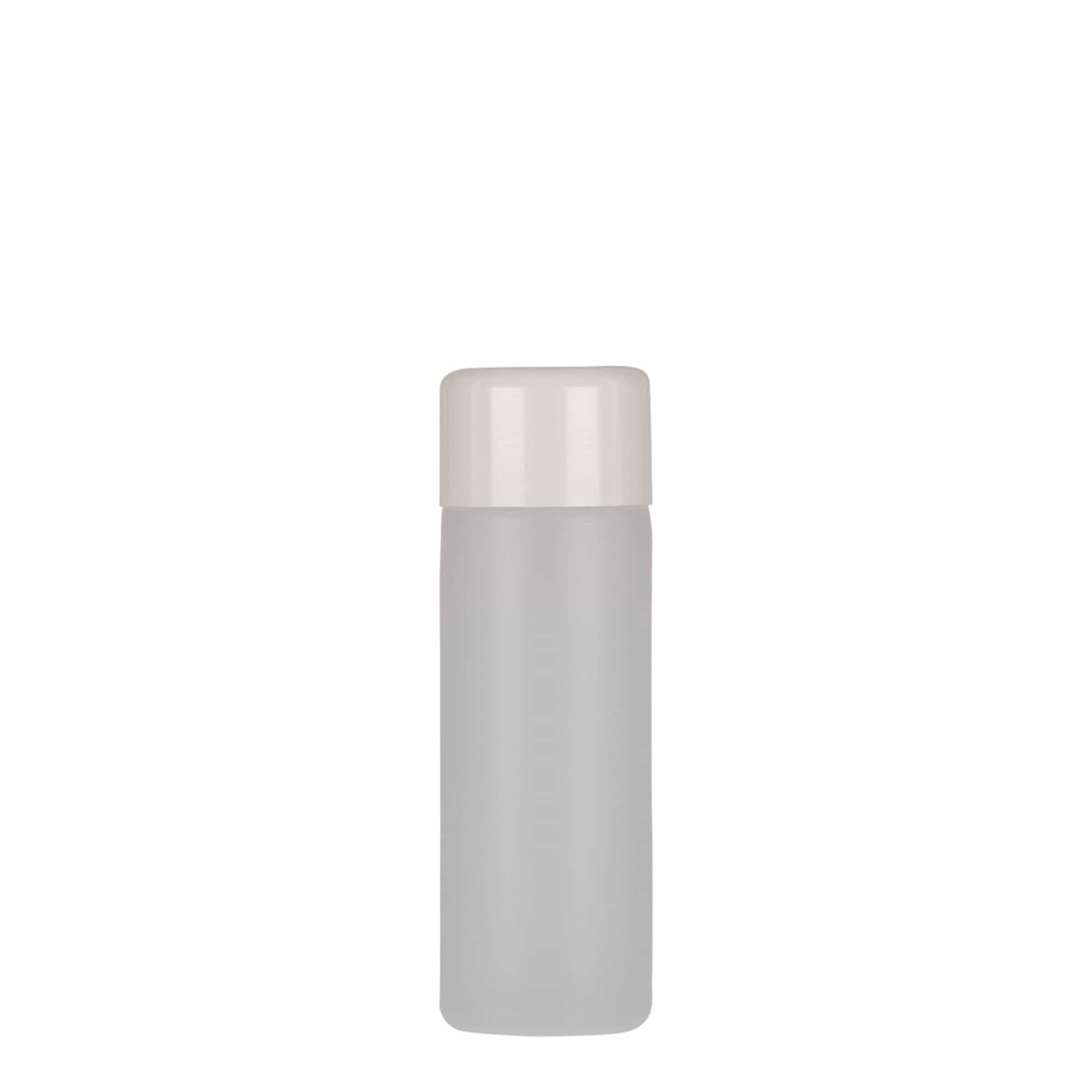 50 ml kör alakú palack, PE-műanyag, természetes, nyílás: csavarzár