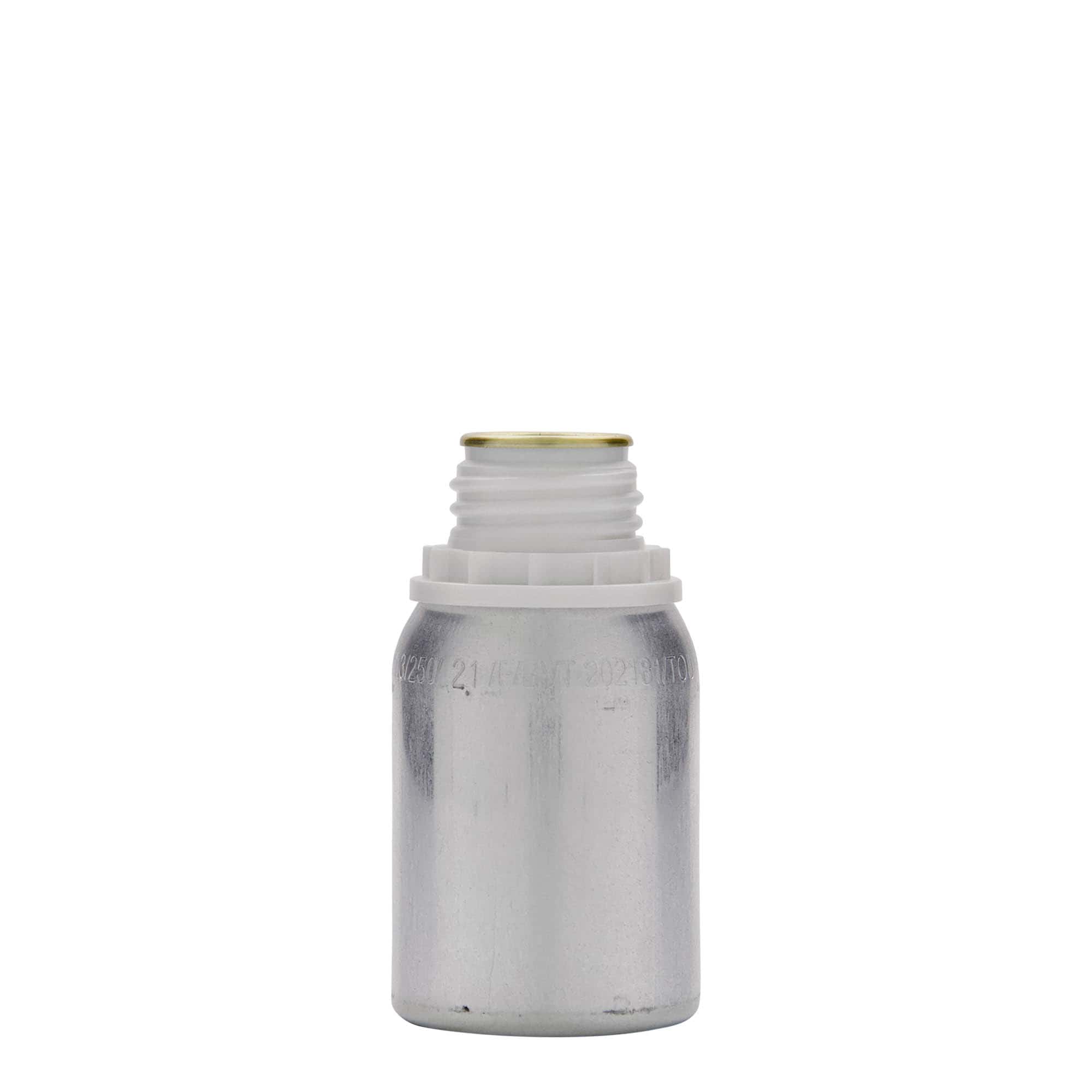 125 ml alumínium palack, fém, ezüst, nyílás: DIN 32