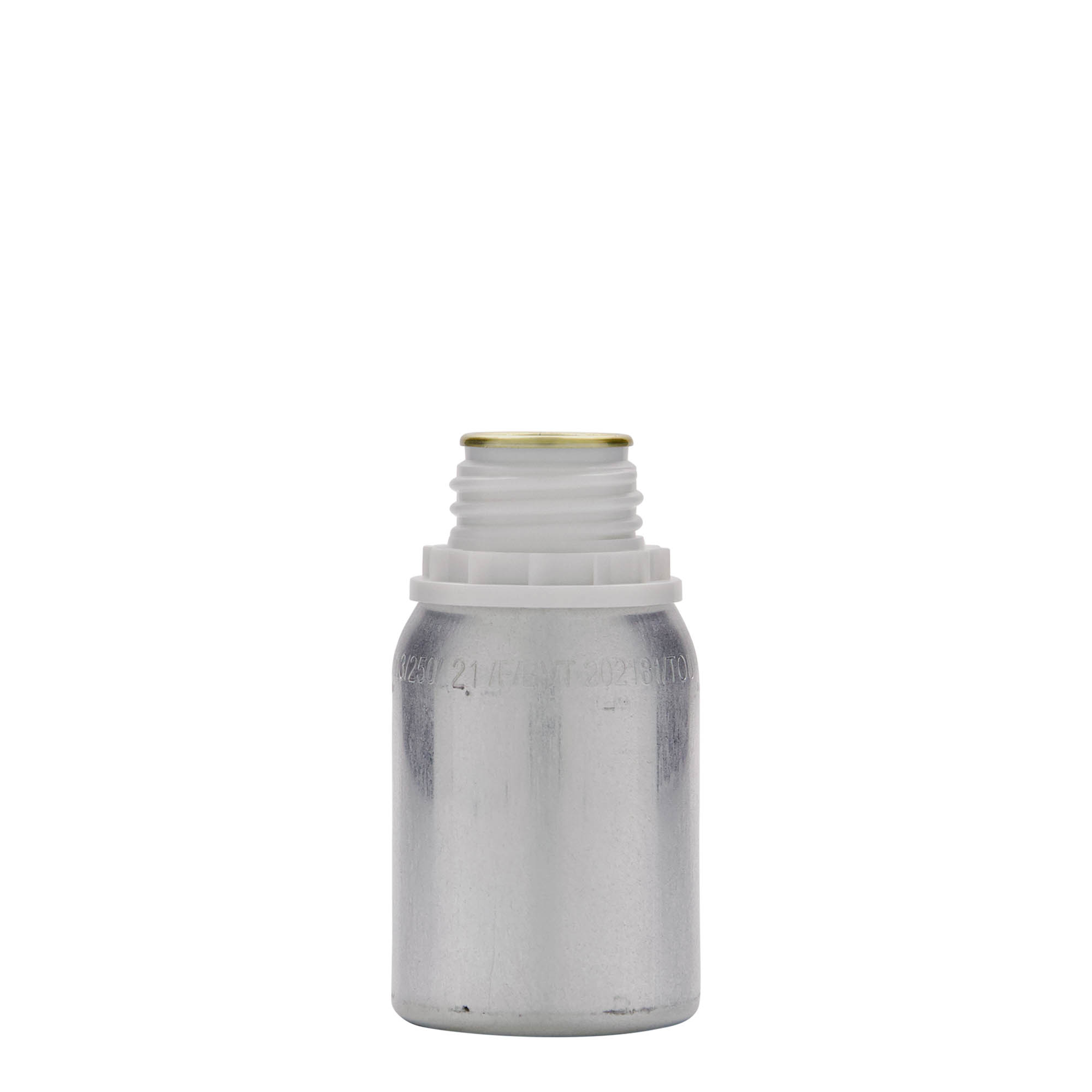 125 ml alumínium palack, fém, ezüst, nyílás: DIN 32