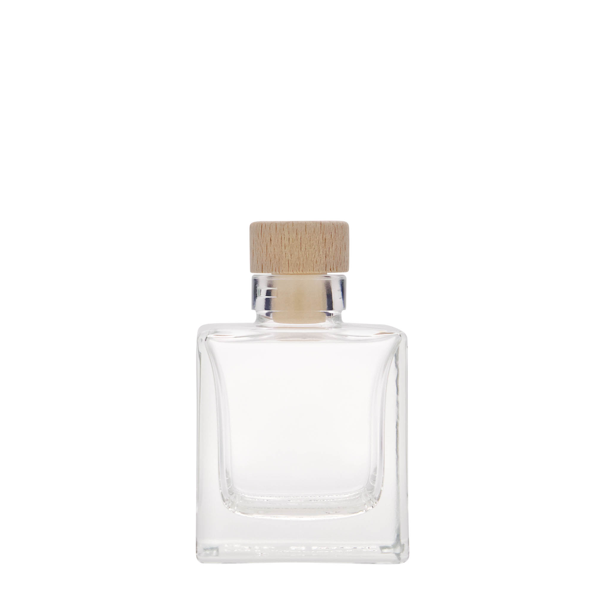 100 ml üvegpalack 'Cube', négyzet alakú, nyílás: parafa