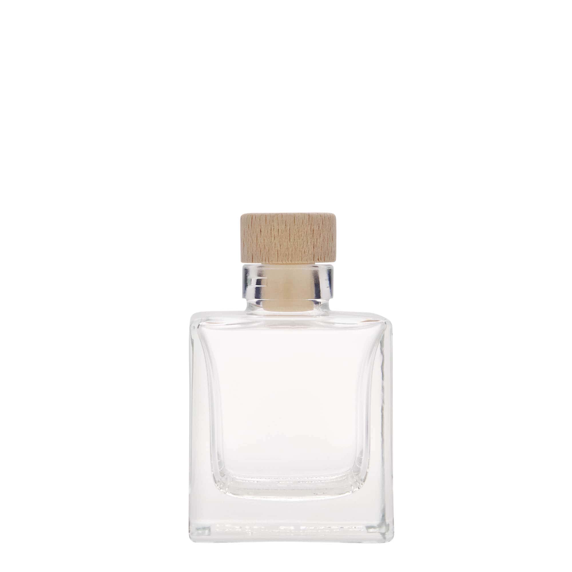 100 ml üvegpalack 'Cube', négyzet alakú, nyílás: parafa