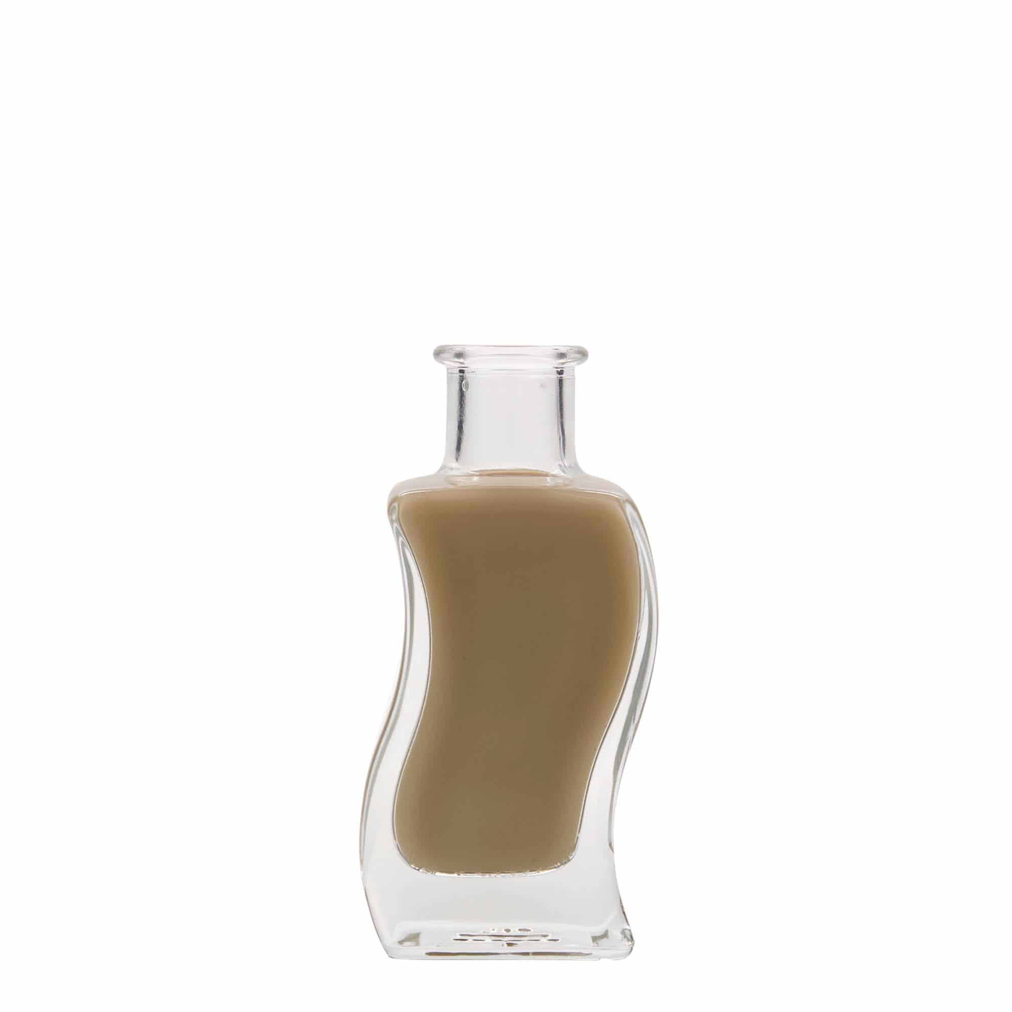 100 ml-es üvegpalack 'Welle', négyzet alakú, szájnyílás: parafadugó