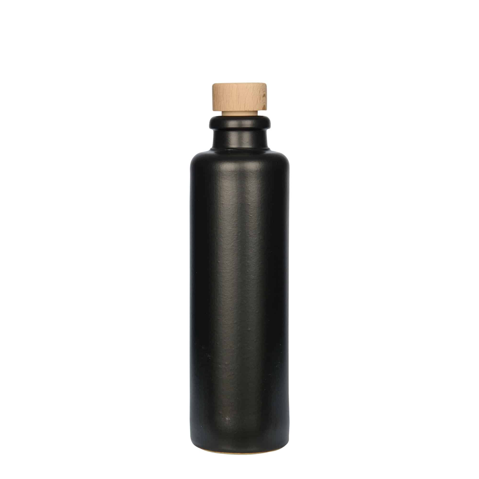 200 ml agyagedény, kőedény, fekete, nyílás: parafa