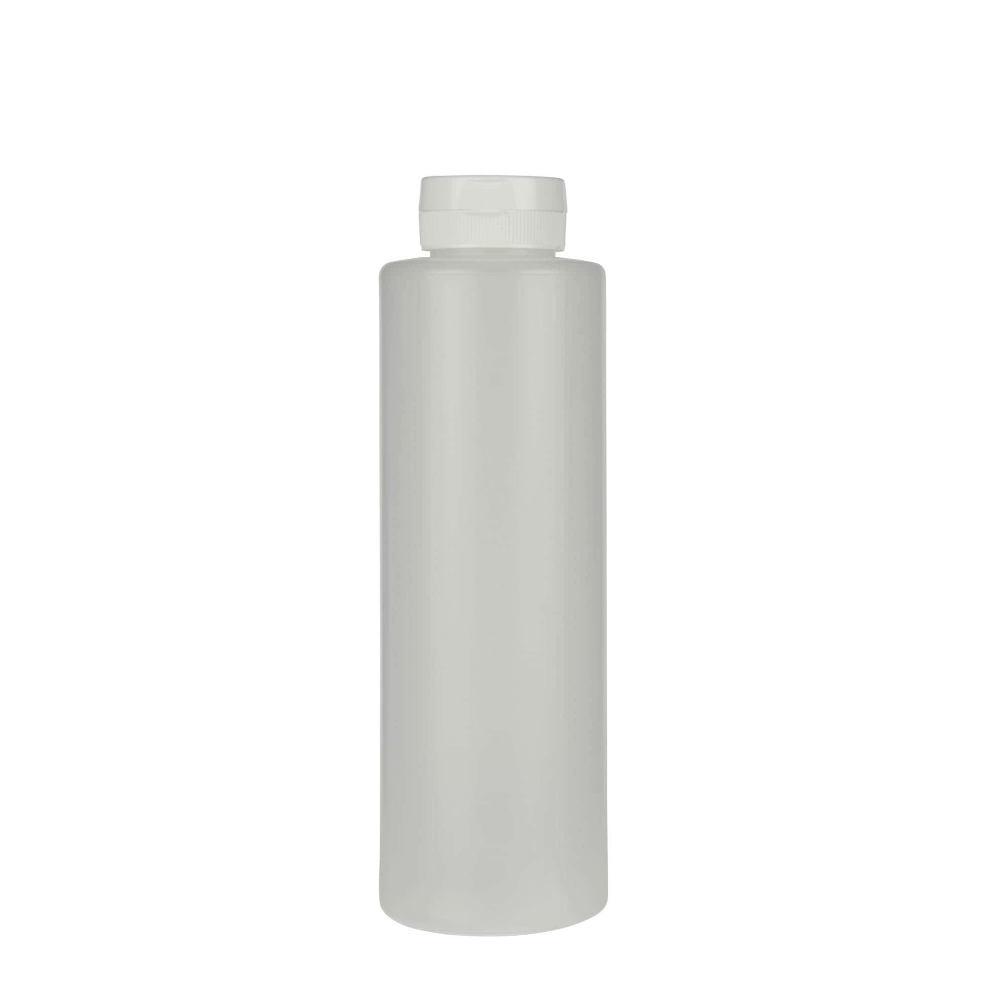 500 ml szószos üveg, LDPE műanyag, természetes, nyílás: 38/400