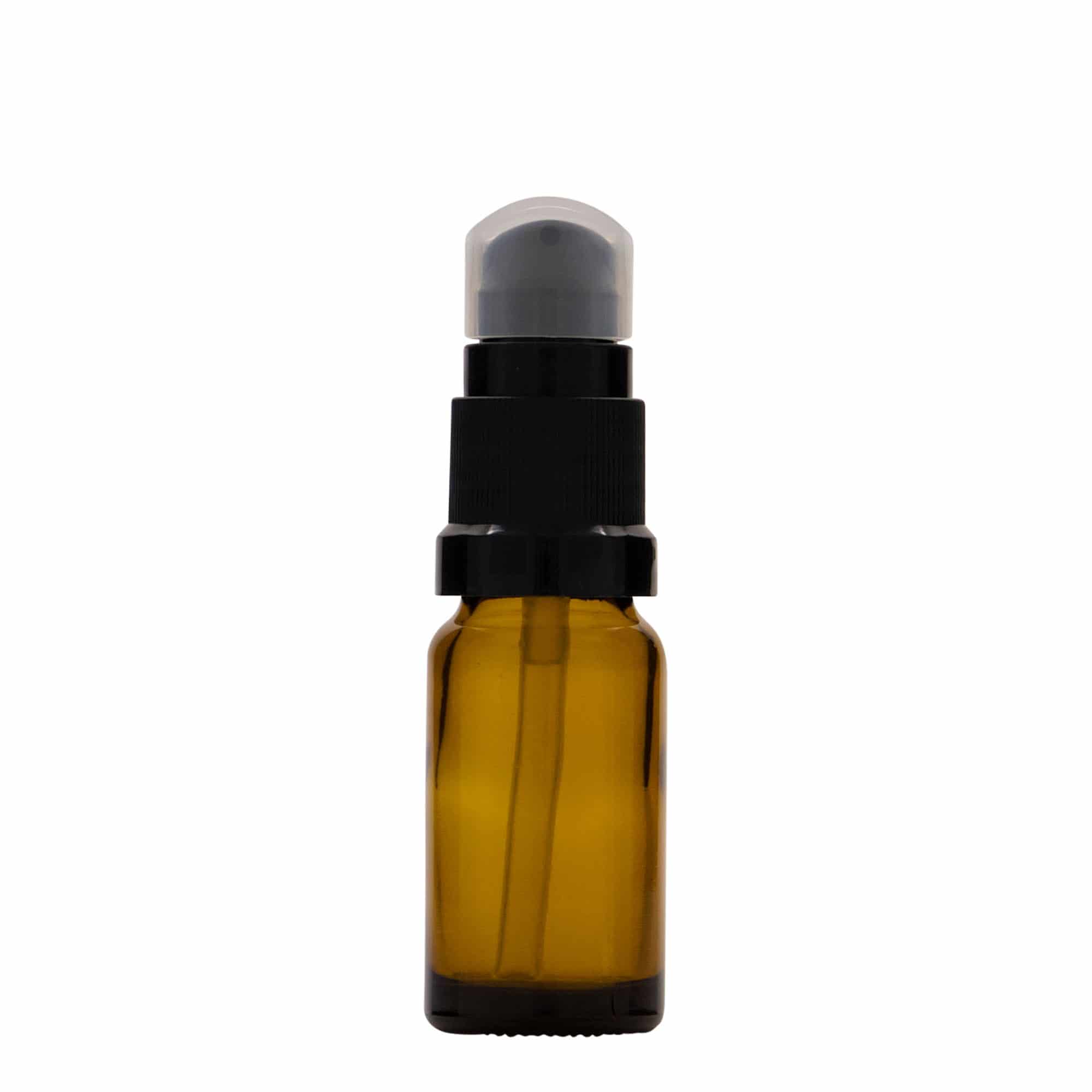 10 ml orvosi üveg lotionpumpával, üveg, barna, nyílás: DIN 18