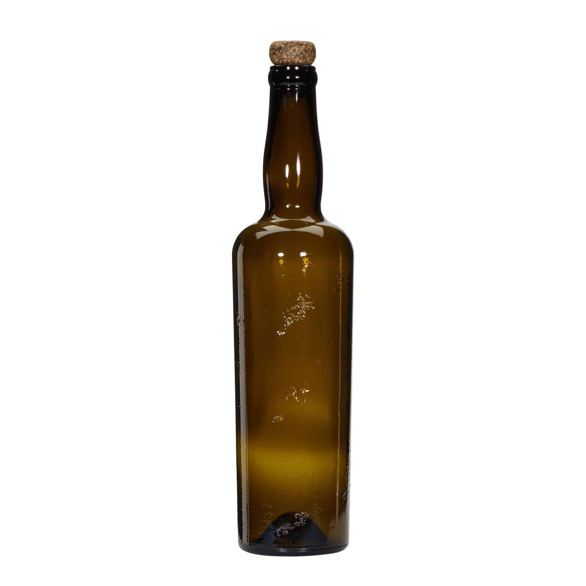 750 ml vadonatúj üvegpalack 'Siroco', barna, nyílás: parafa