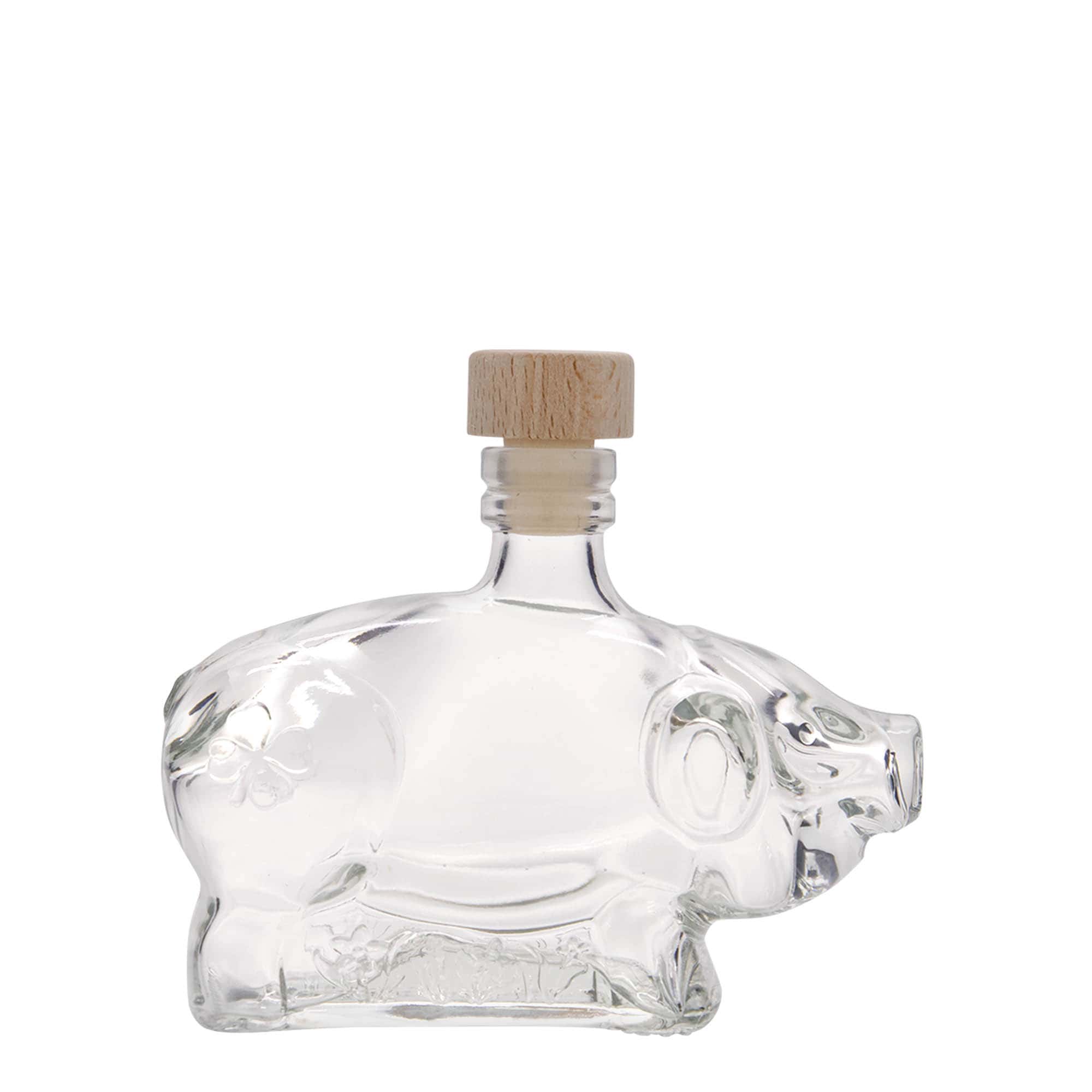 200 ml üveges palack 'Szerencsekismalac', nyílás: parafa dugó