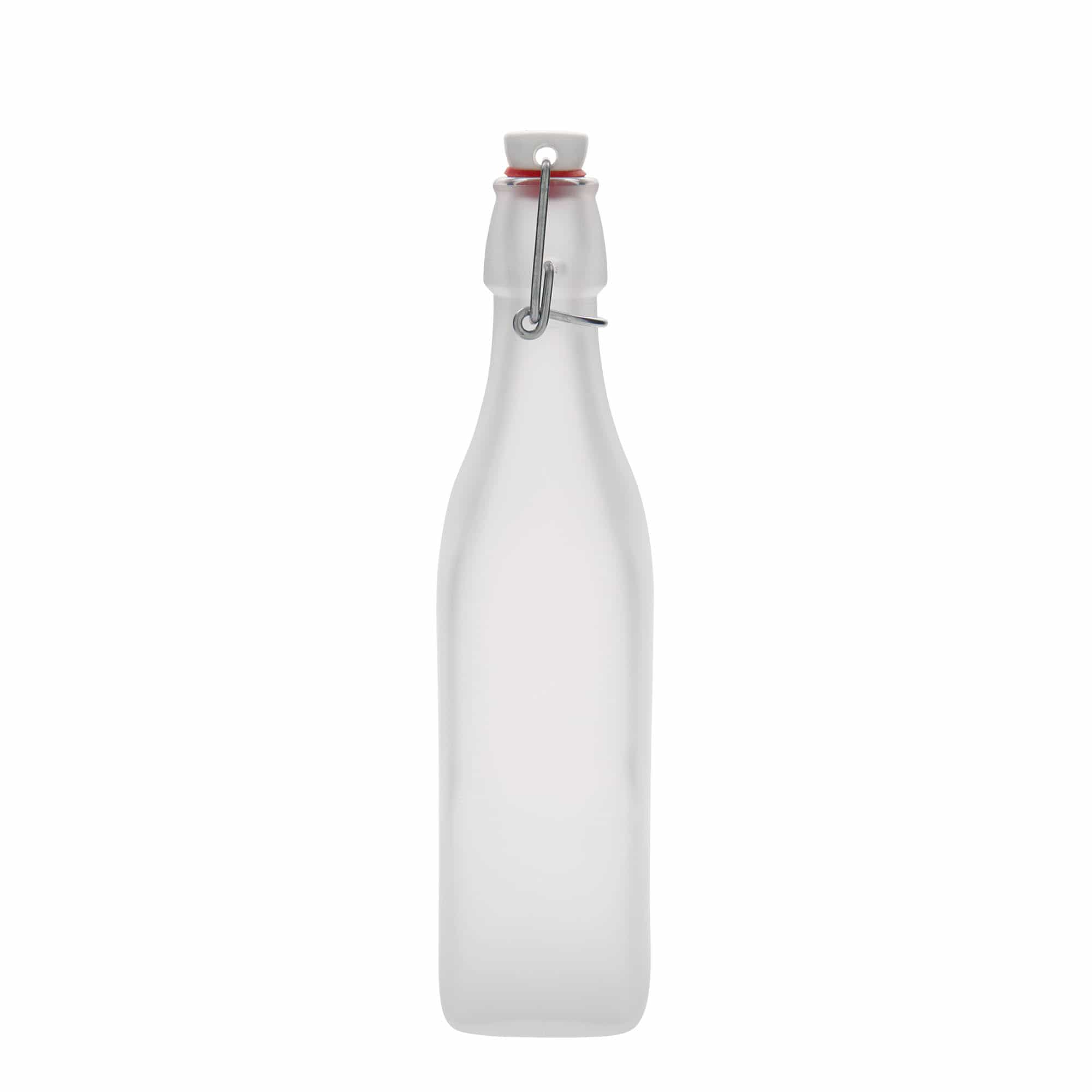 500 ml üveges palack 'Swing, négyzet alakú, fehér, nyílás: patentzár'