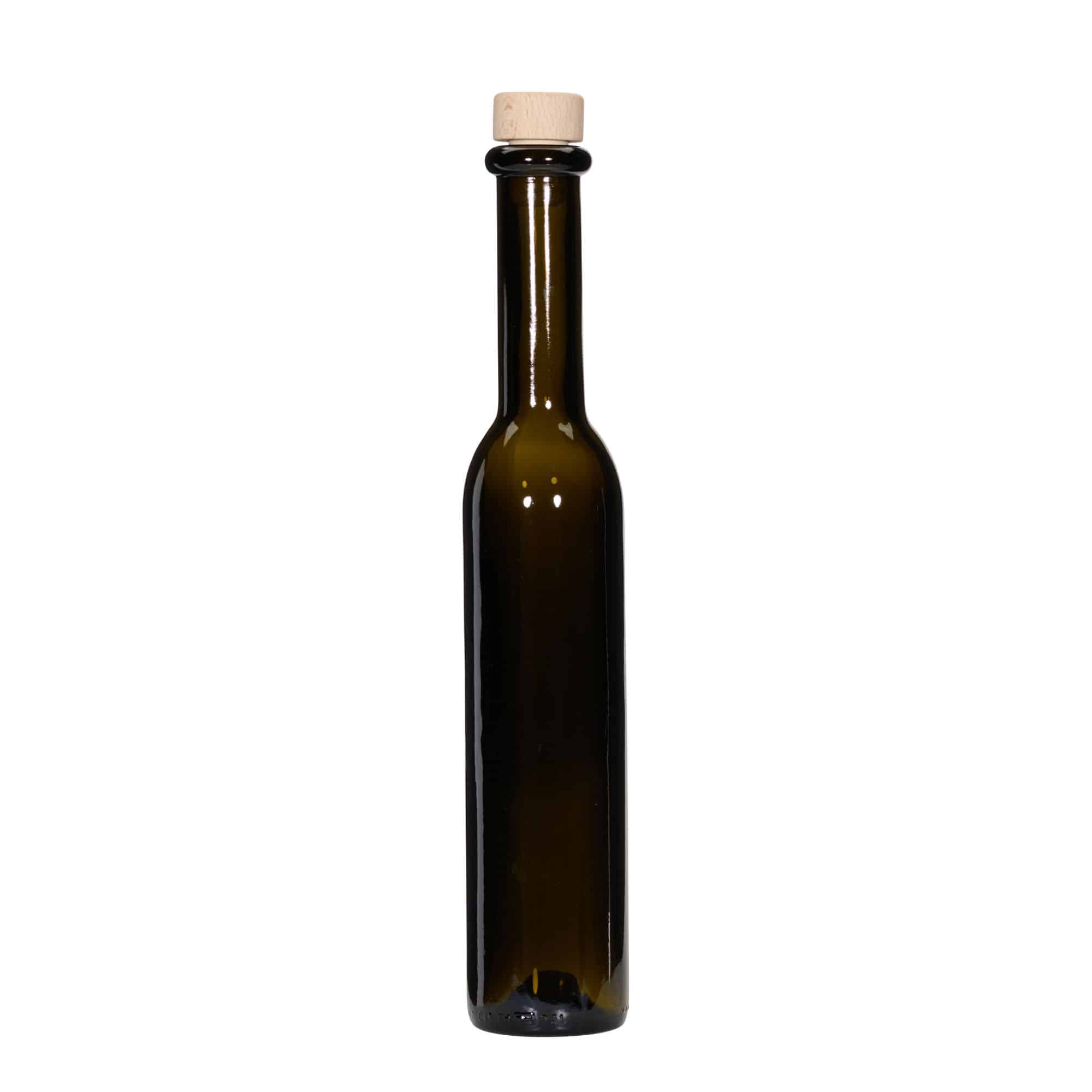250 ml-es üvegpalack 'Rocky', antikzöld, szájnyílás: parafadugó