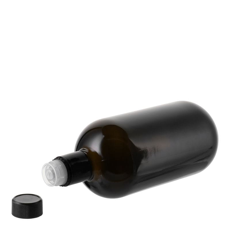 750 ml ecet-/olajüveg 'Biolio', üveg, antikzöld, nyílás: DOP