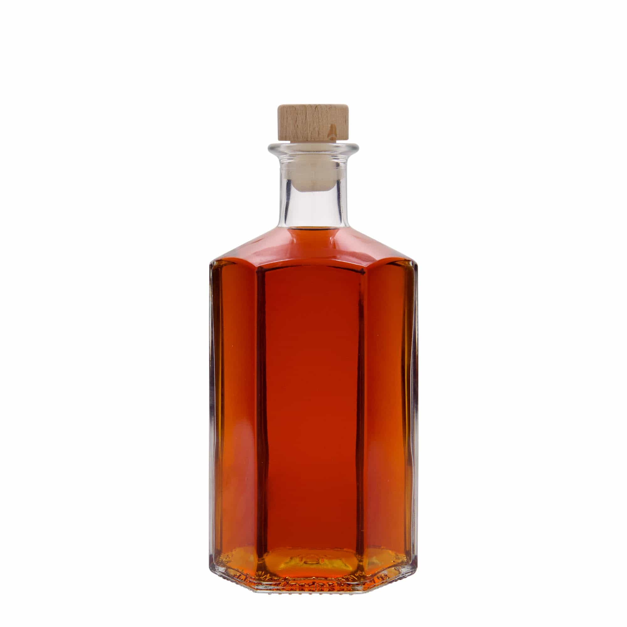 500 ml üvegpalack gyógyszerész „Jimmy”, hatszögletű, nyílás: parafa