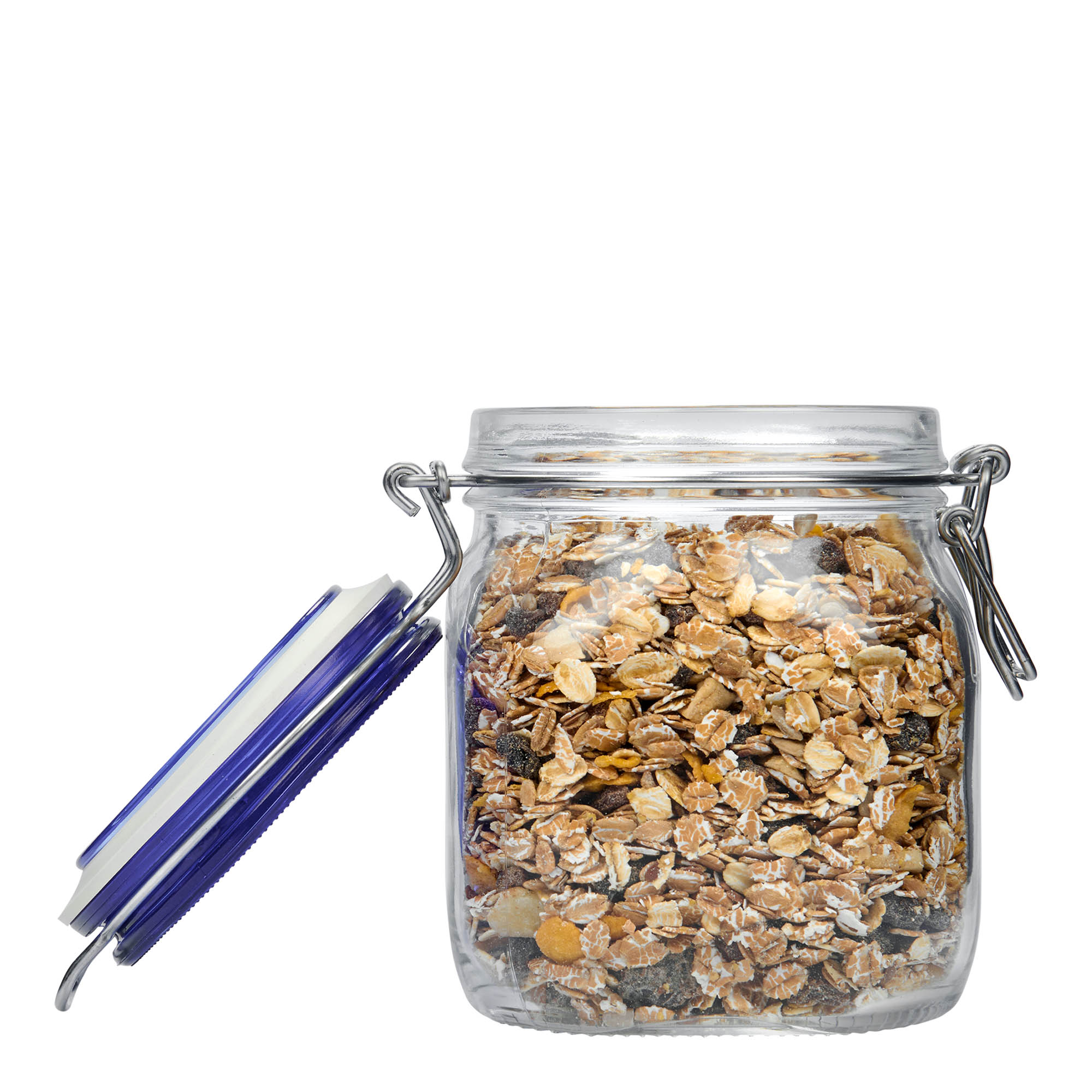 750 ml drótkapcsos üveg 'Fido' kék tetővel, négyzet alakú, nyílás: drótkapcsos zárófedél 750 ml drótkapcsos üveg 'Fido' kék tetővel, négyzet alakú, nyílás: drótkapcsos zárófedél