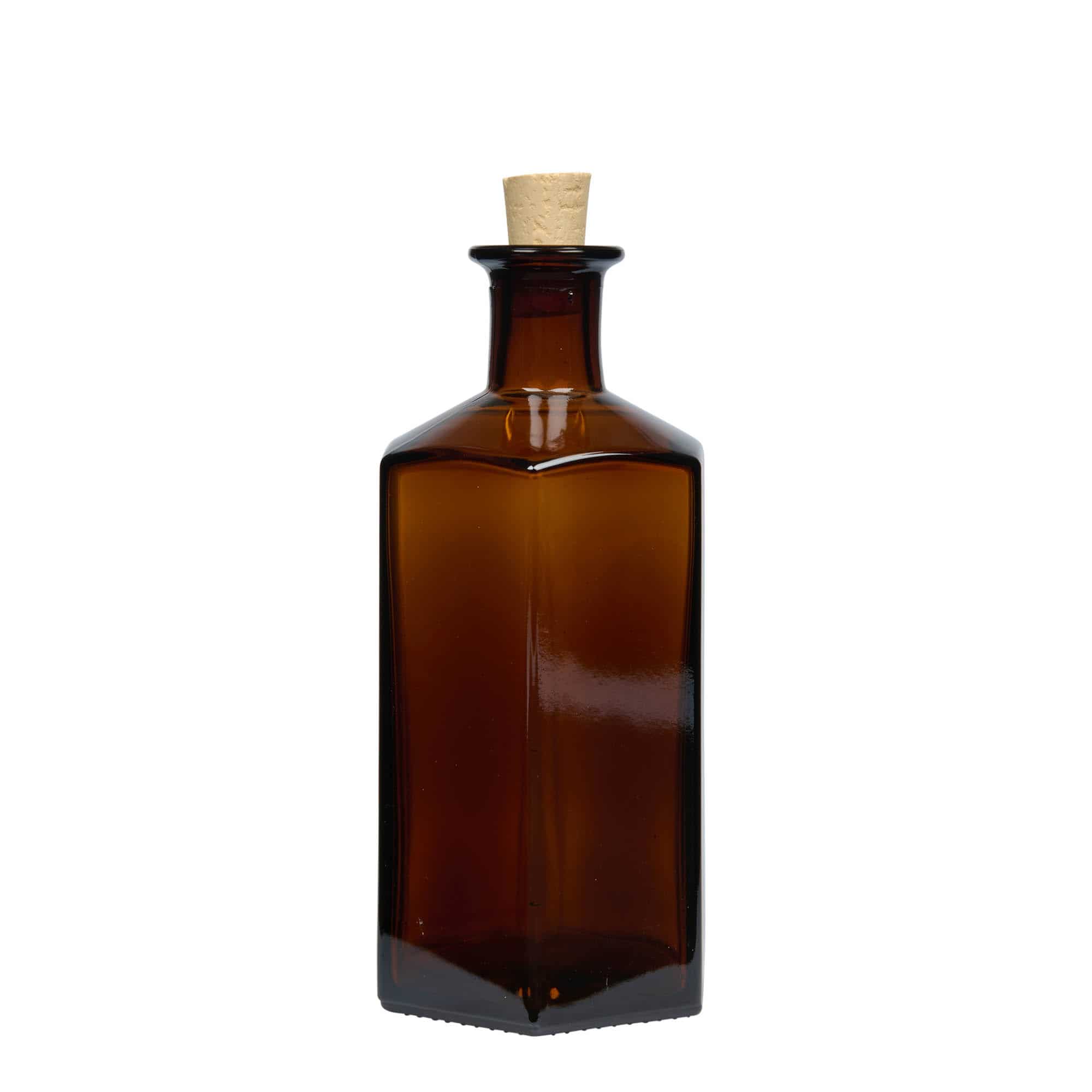 500 ml-es üvegpalack Apothecary 'Jimmy'. hatszögletű. barna. Száj: parafa