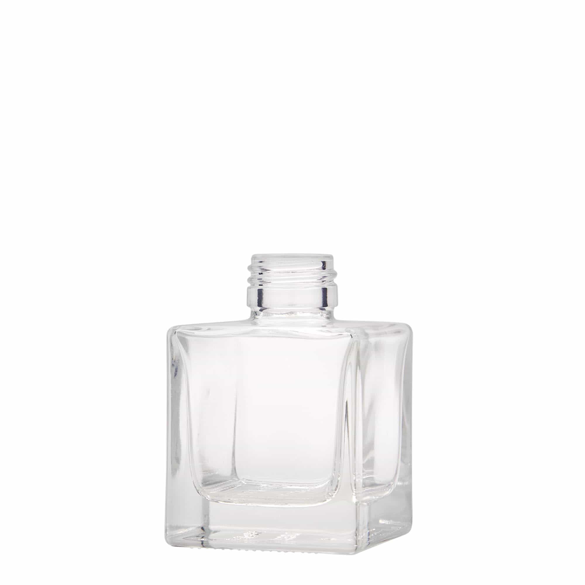 100 ml üveges palack 'Cube', négyzet alakú, nyílás: PP 28