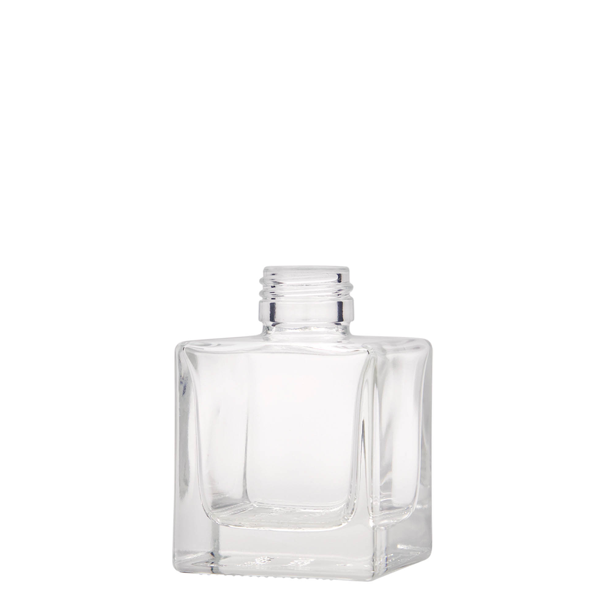 100 ml üveges palack 'Cube', négyzet alakú, nyílás: PP 28