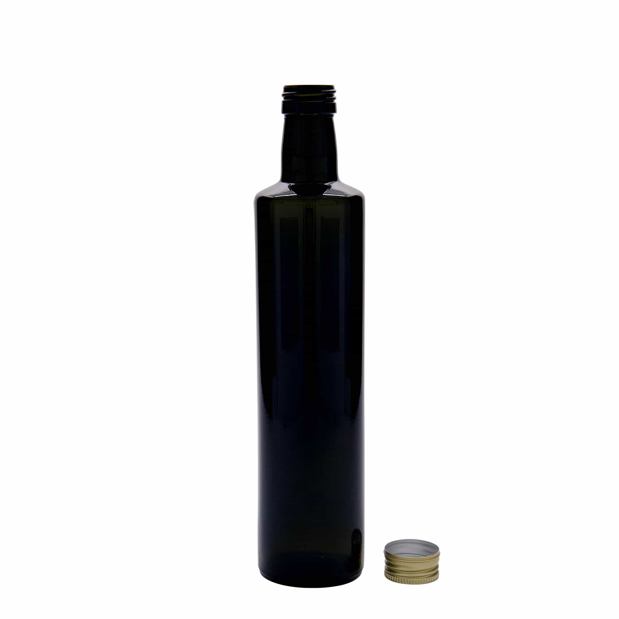 500 ml üvegpalack 'Dorica', antikzöld, nyílás: PP 31,5