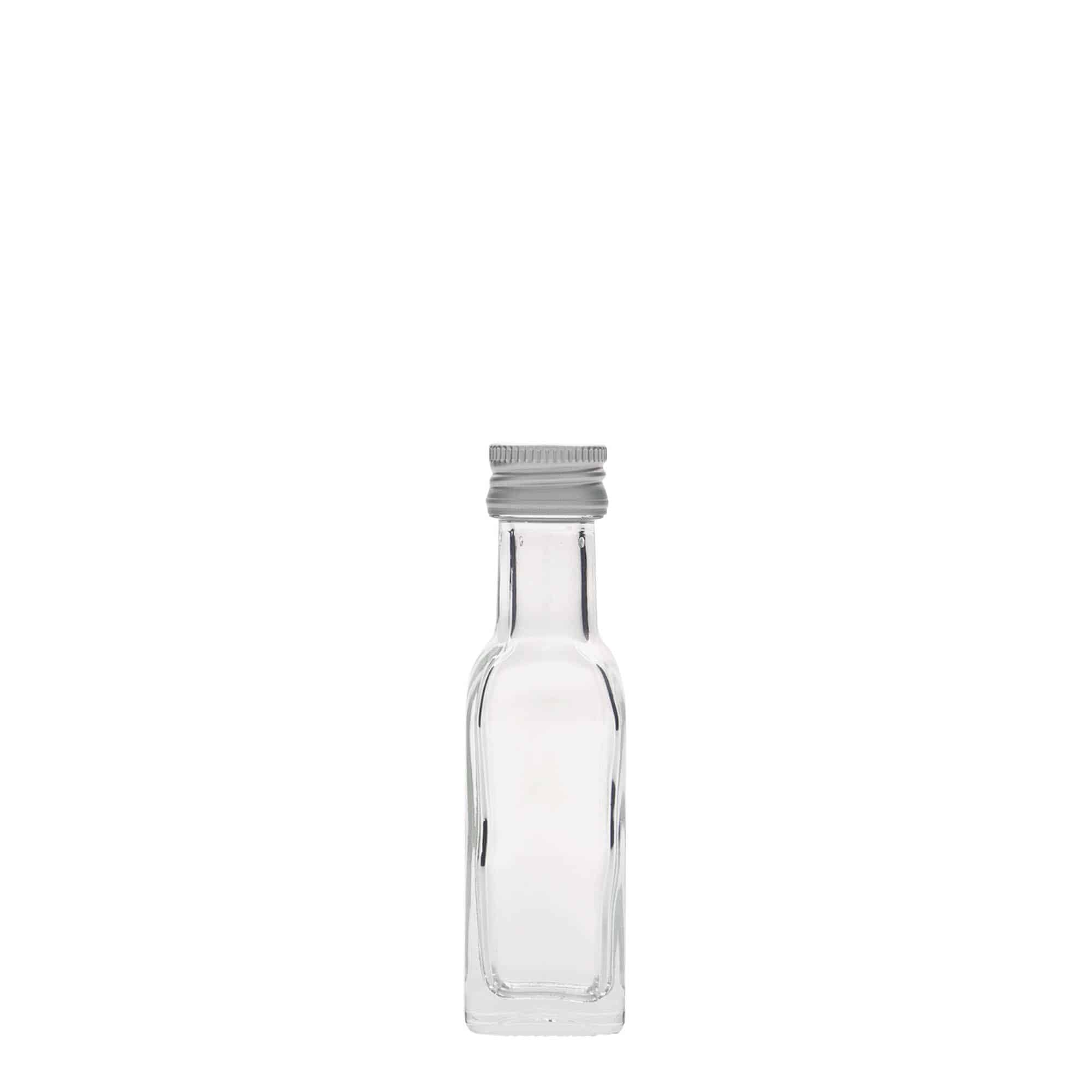 20 ml-es 'Marasca' üvegfiola, négyzet alakú, nyílás: PP 18