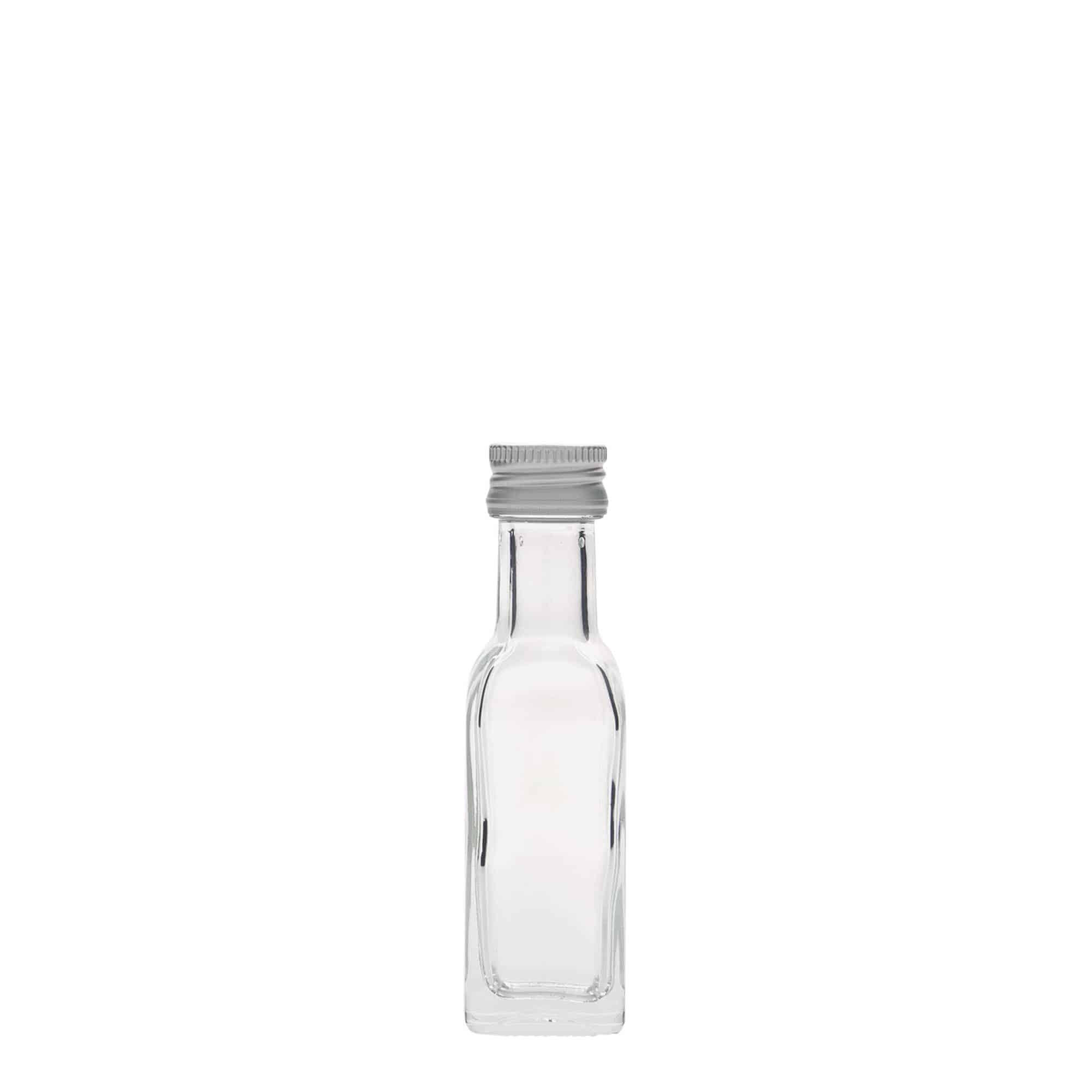 20 ml-es 'Marasca' üvegfiola, négyzet alakú, nyílás: PP 18