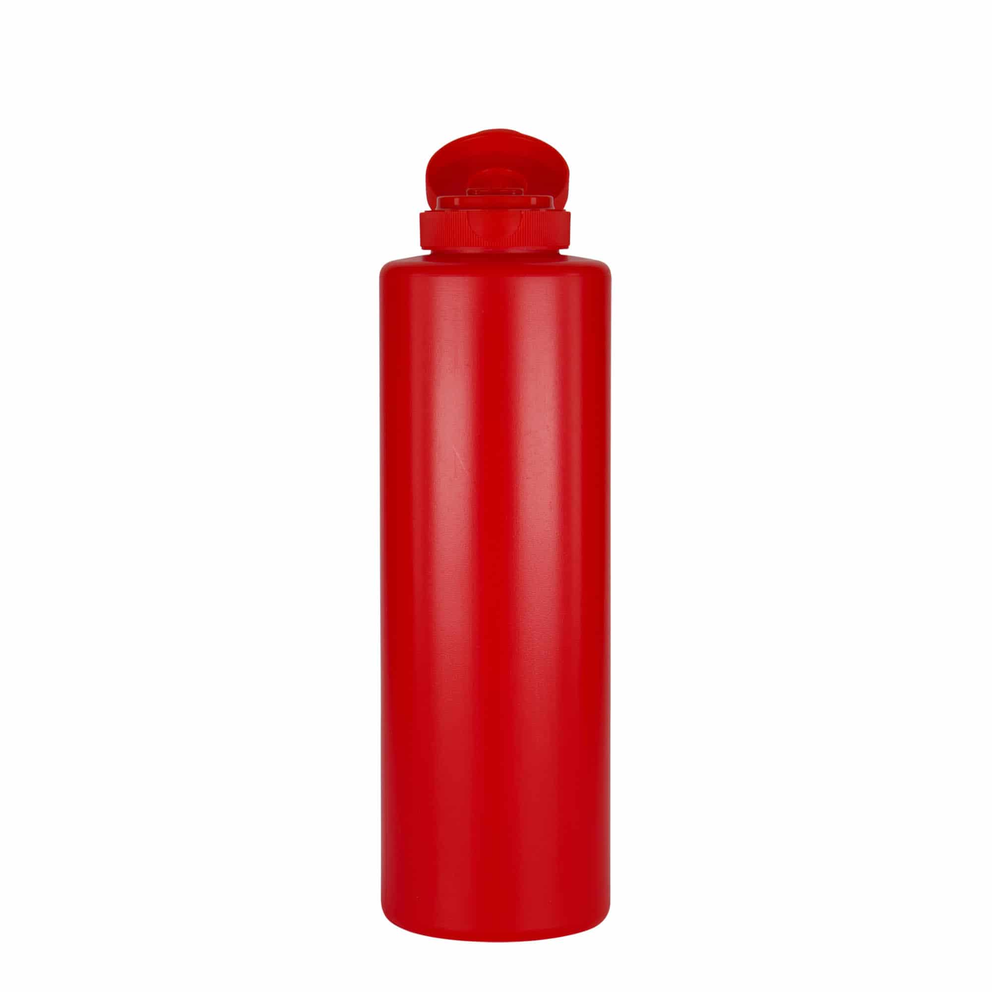 500 ml-es szószos flakon, LDPE-műanyag, piros, szájnyílás: GPI 38/400