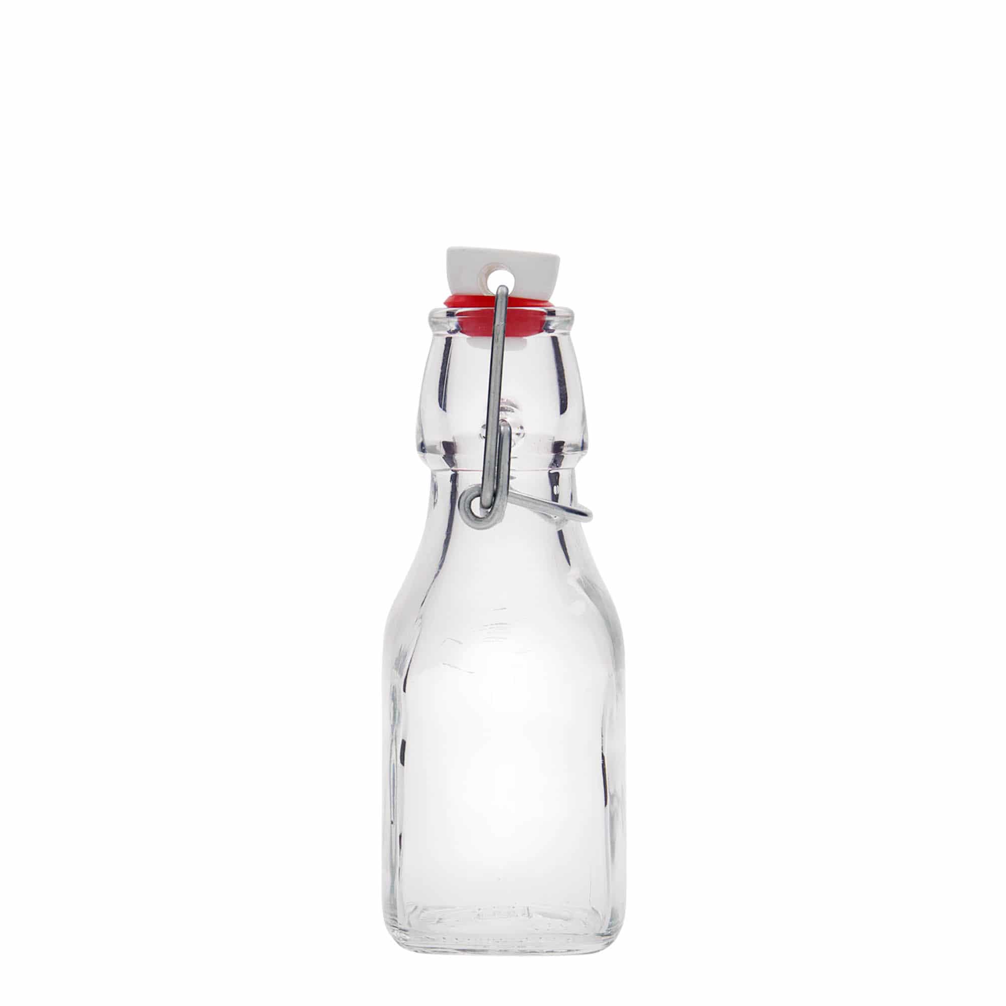 125 ml-es üvegpalack 'Swing', négyzet alakú, szájnyílás: csatos zár