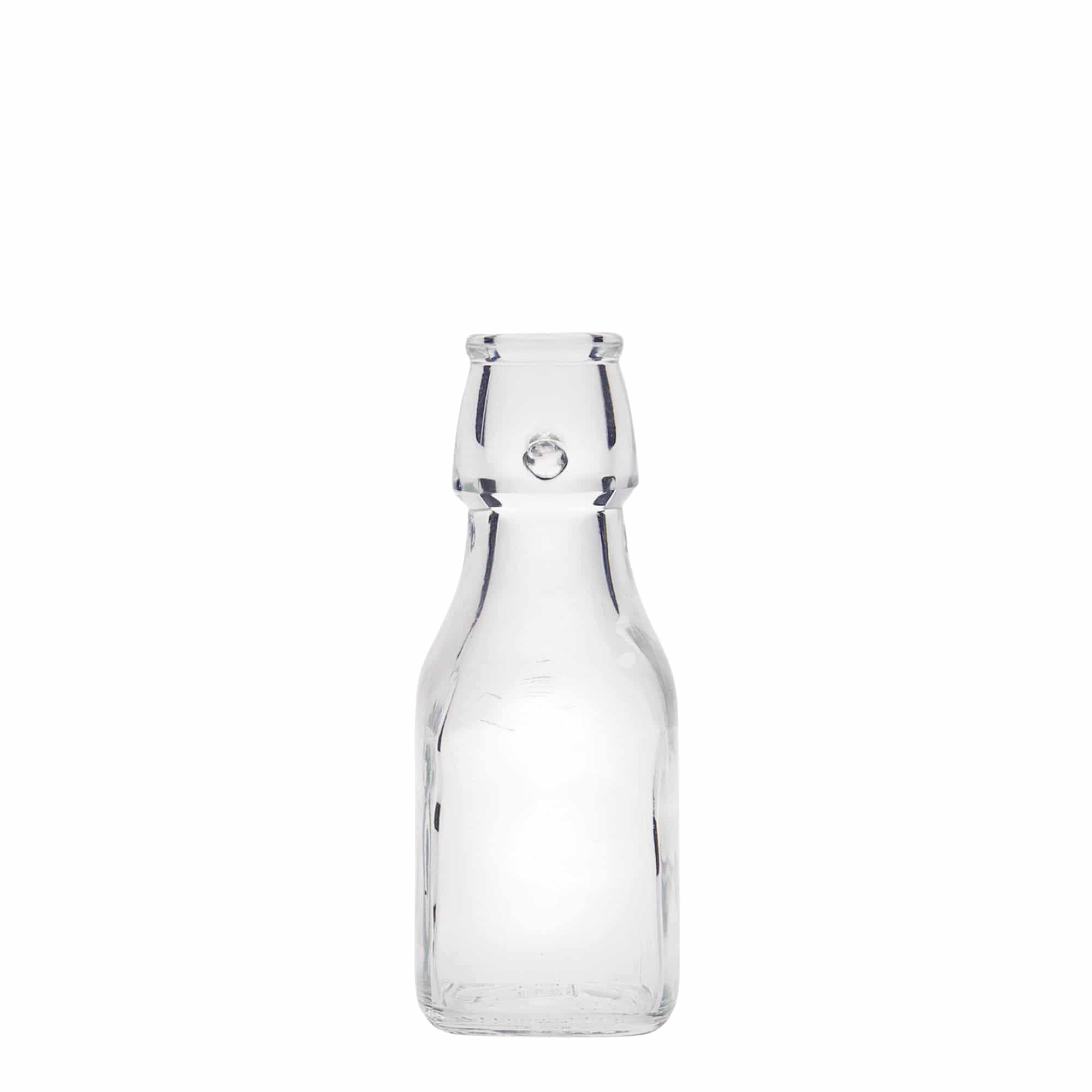 125 ml üvegpalack 'Swing', négyzet alakú, nyílás: patentzár