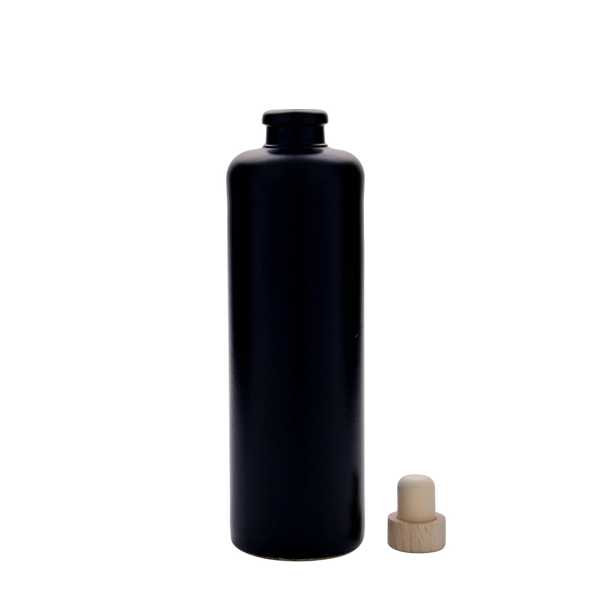 500 ml agyagedény, kőedény, fekete, nyílás: parafa