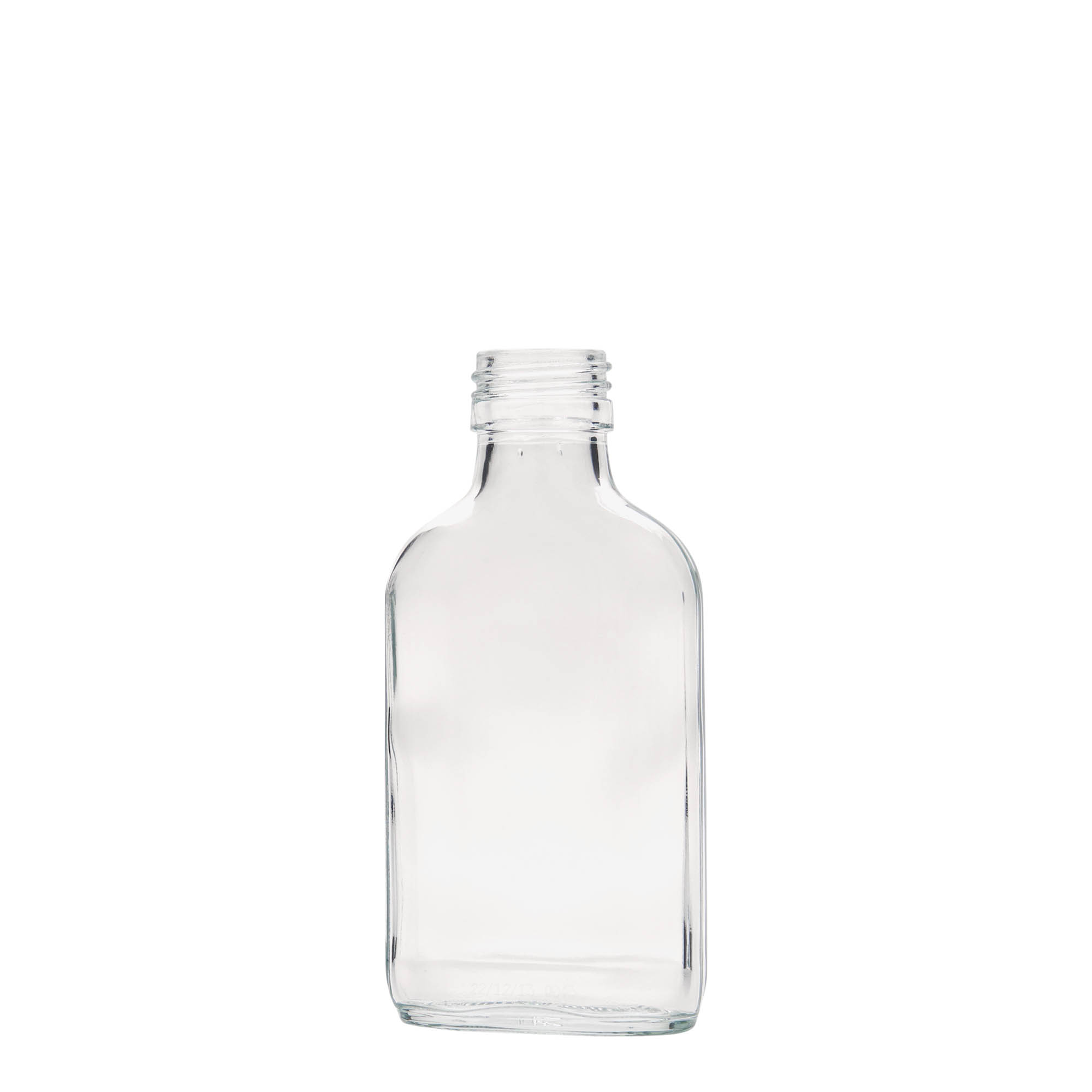 100 ml zsebflakon, téglalap alakú, üveg, nyílás: PP 28 100 ml zsebflakon, téglalap alakú, üveg, nyílás: PP 28