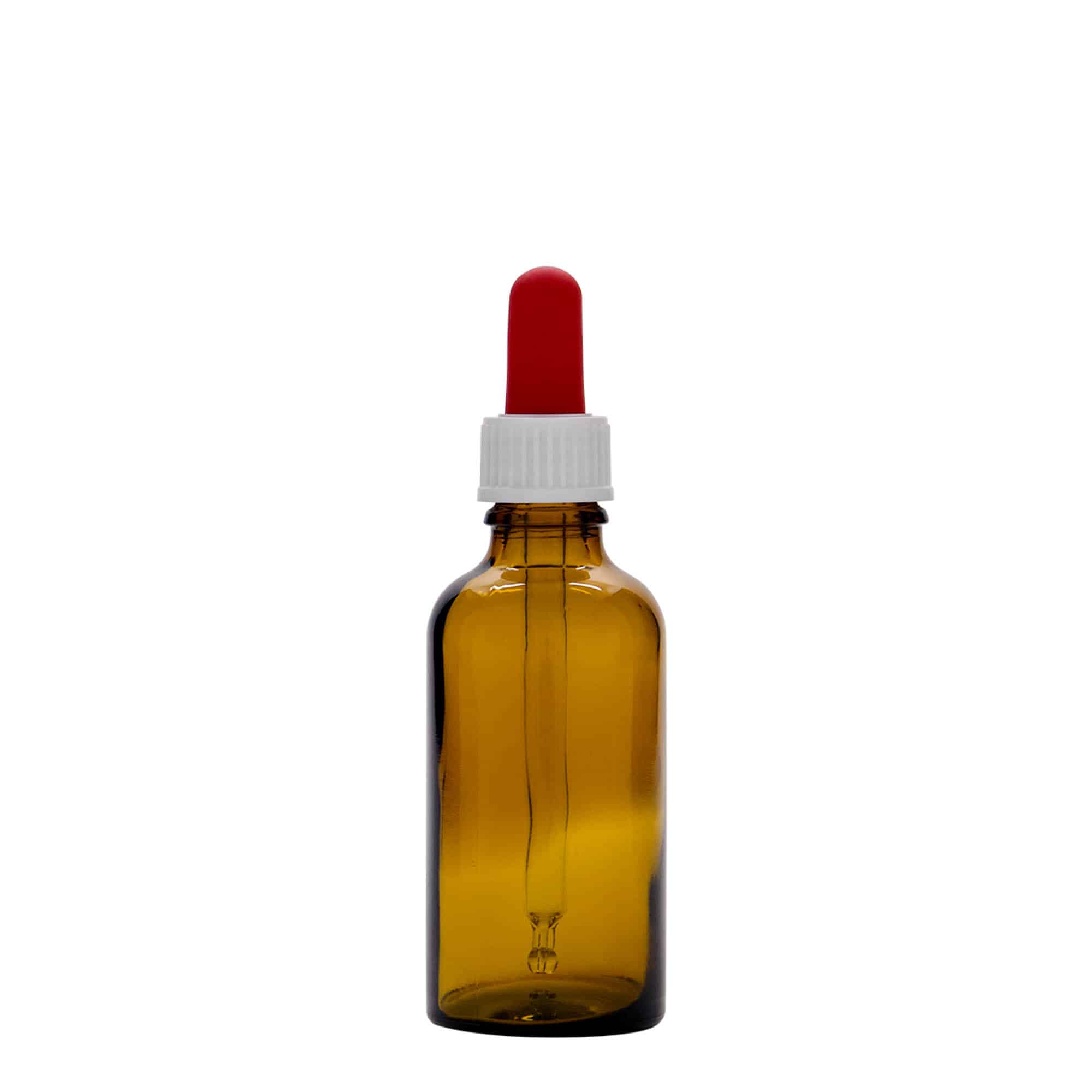 50 ml pipettás üveg, orvosi, üveg, barna-vörös, nyílás: DIN 18