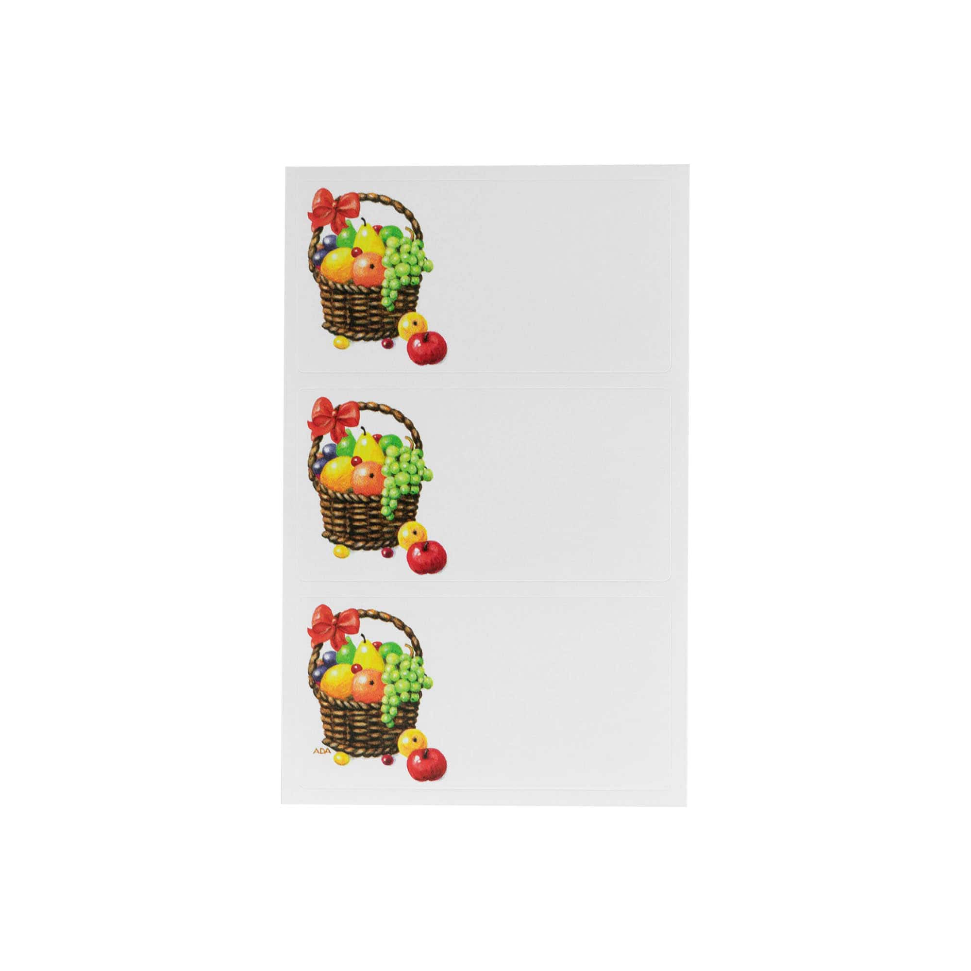 Speciális alakú címkék 'Gyümölcskosár', négyszögletű, papír, többszínű