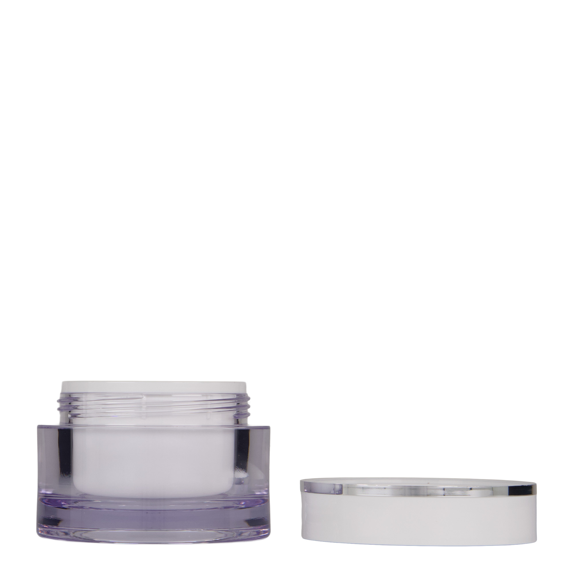 50 ml tégely, SAN műanyag, fehér, nyílás: csavarzár 50 ml tégely, SAN műanyag, fehér, nyílás: csavarzár