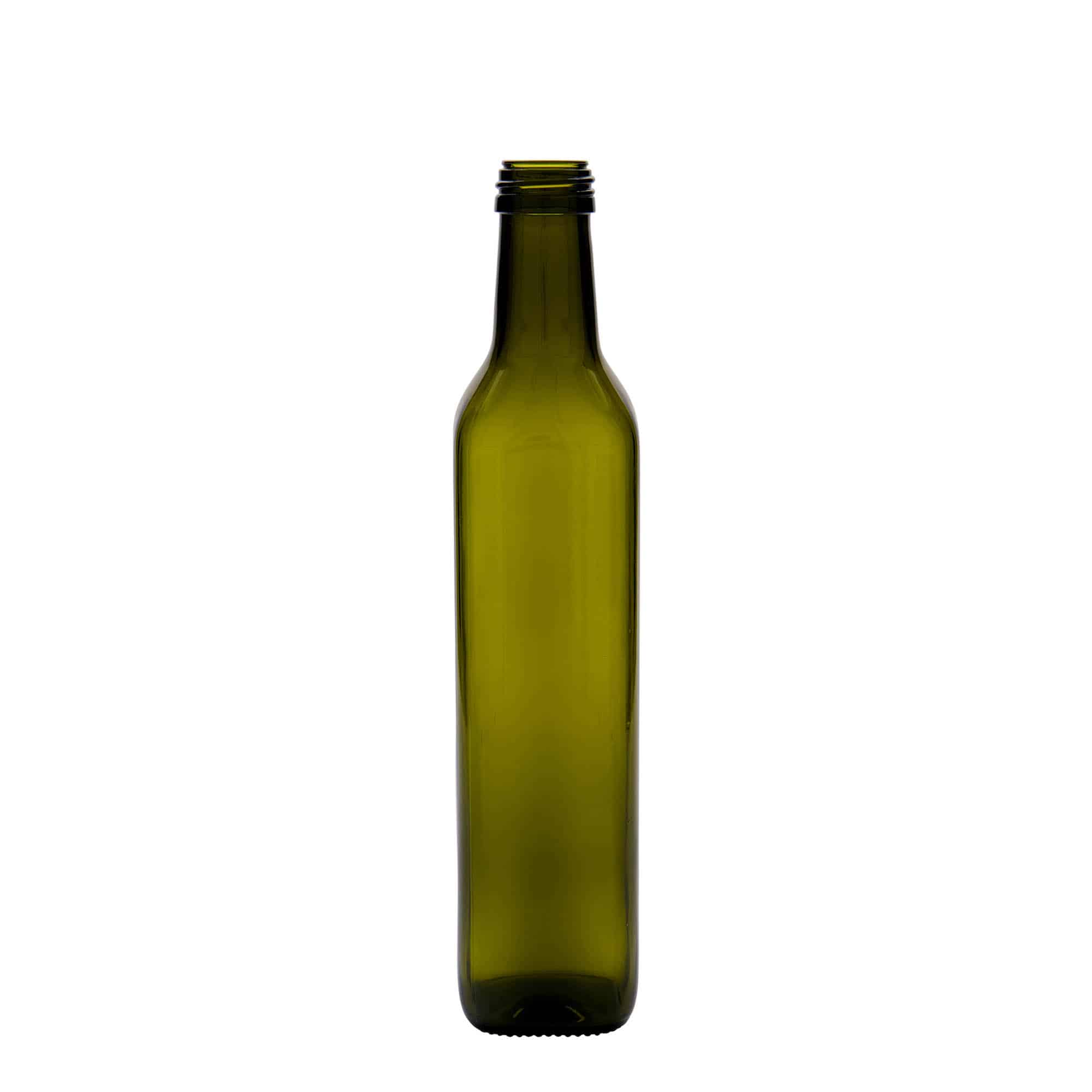 500 ml-es üvegpalack 'Marasca', négyzet alakú, antikzöld, szájnyílás: PP 31,5 500 ml-es üvegpalack 'Marasca', négyzet alakú, antikzöld, szájnyílás: PP 31,5
