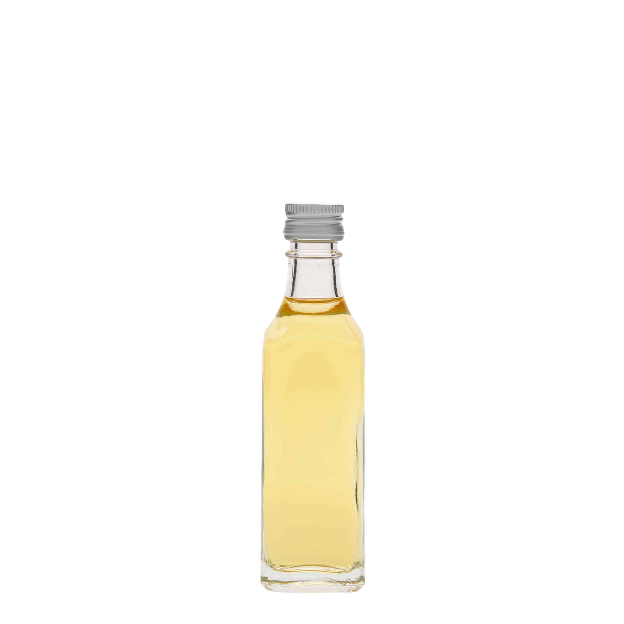 50 ml üvegpalack 'Siena', négyzet alakú, nyílás: PP 18