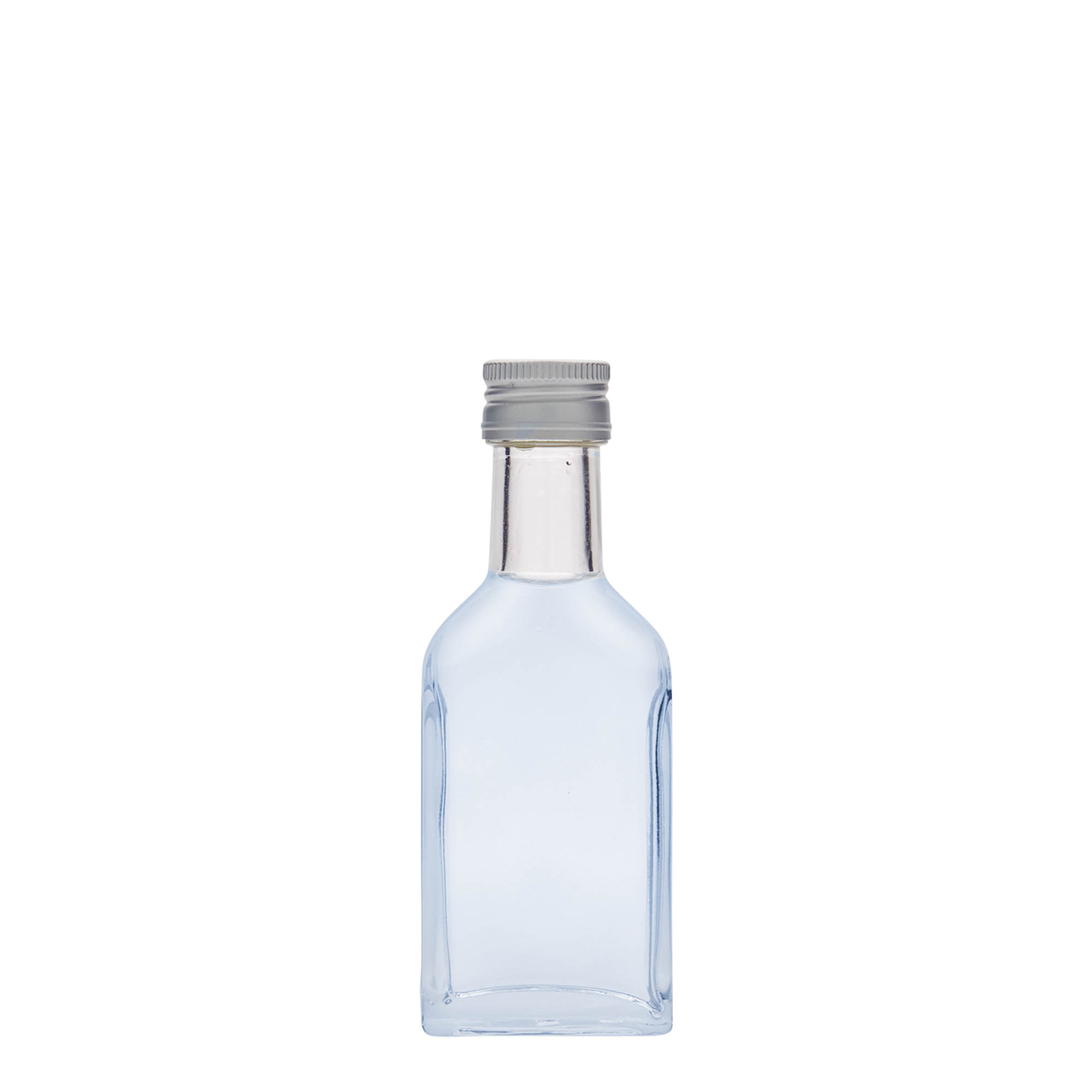 40 ml zsebflakon hosszú nyakkal, téglalap alakú, üveg, nyílás: PP 22 40 ml zsebflakon hosszú nyakkal, téglalap alakú, üveg, nyílás: PP 22