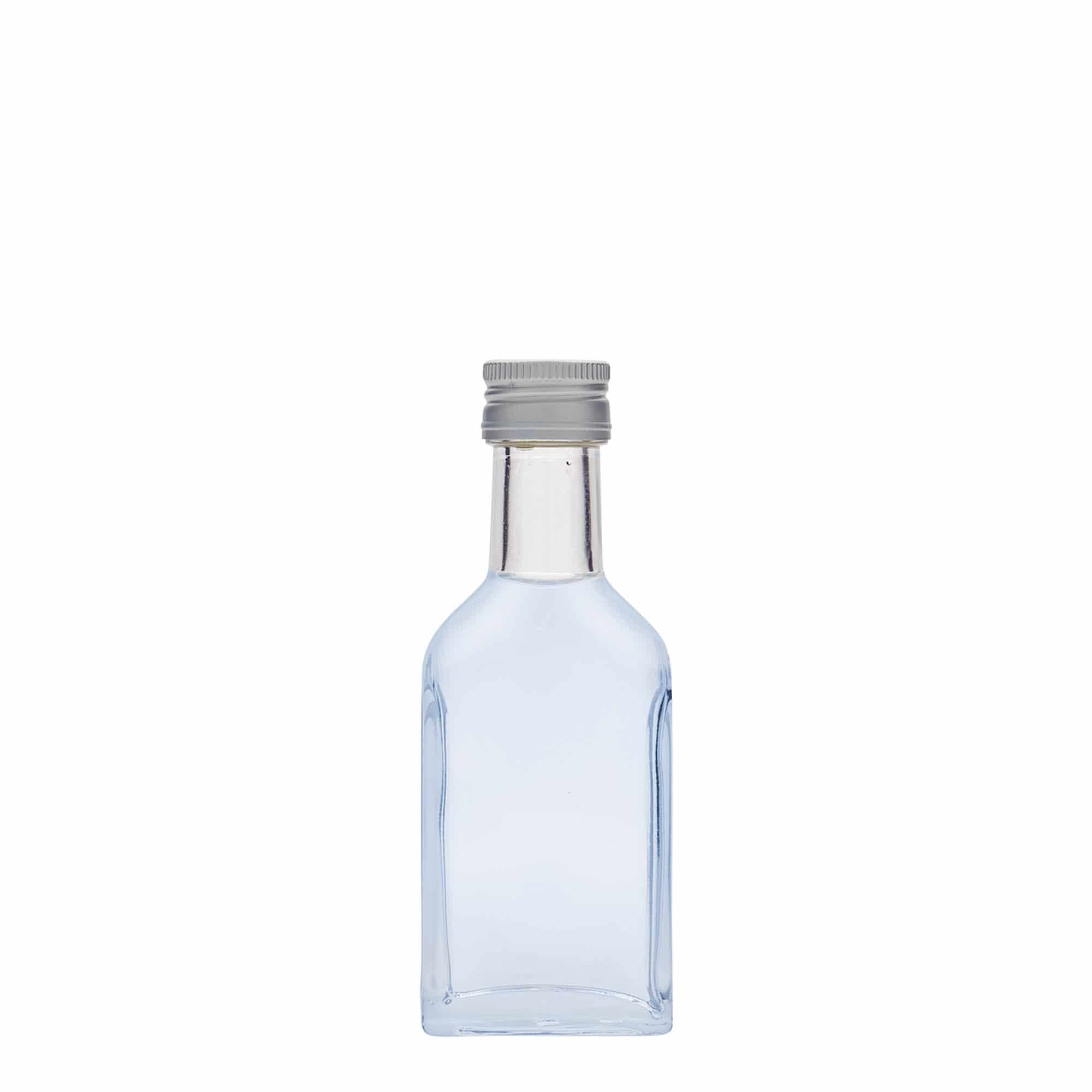 40 ml zsebflakon hosszú nyakkal, téglalap alakú, üveg, nyílás: PP 22 40 ml zsebflakon hosszú nyakkal, téglalap alakú, üveg, nyílás: PP 22
