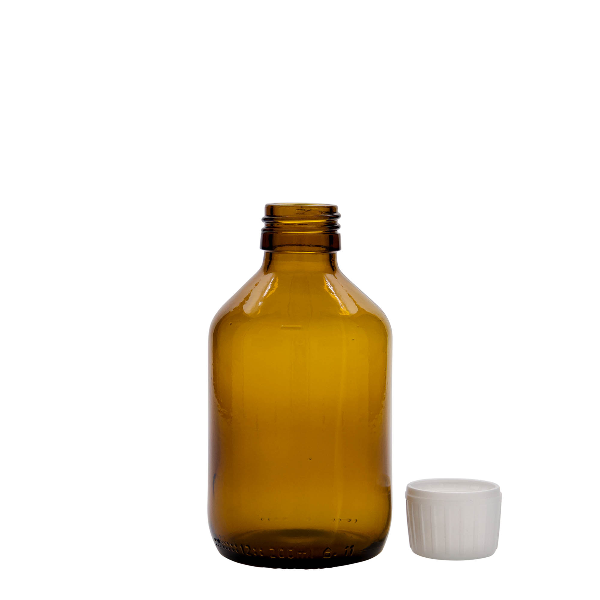 200 ml orvosi üveg, barna, üveg, nyílás: PP 28