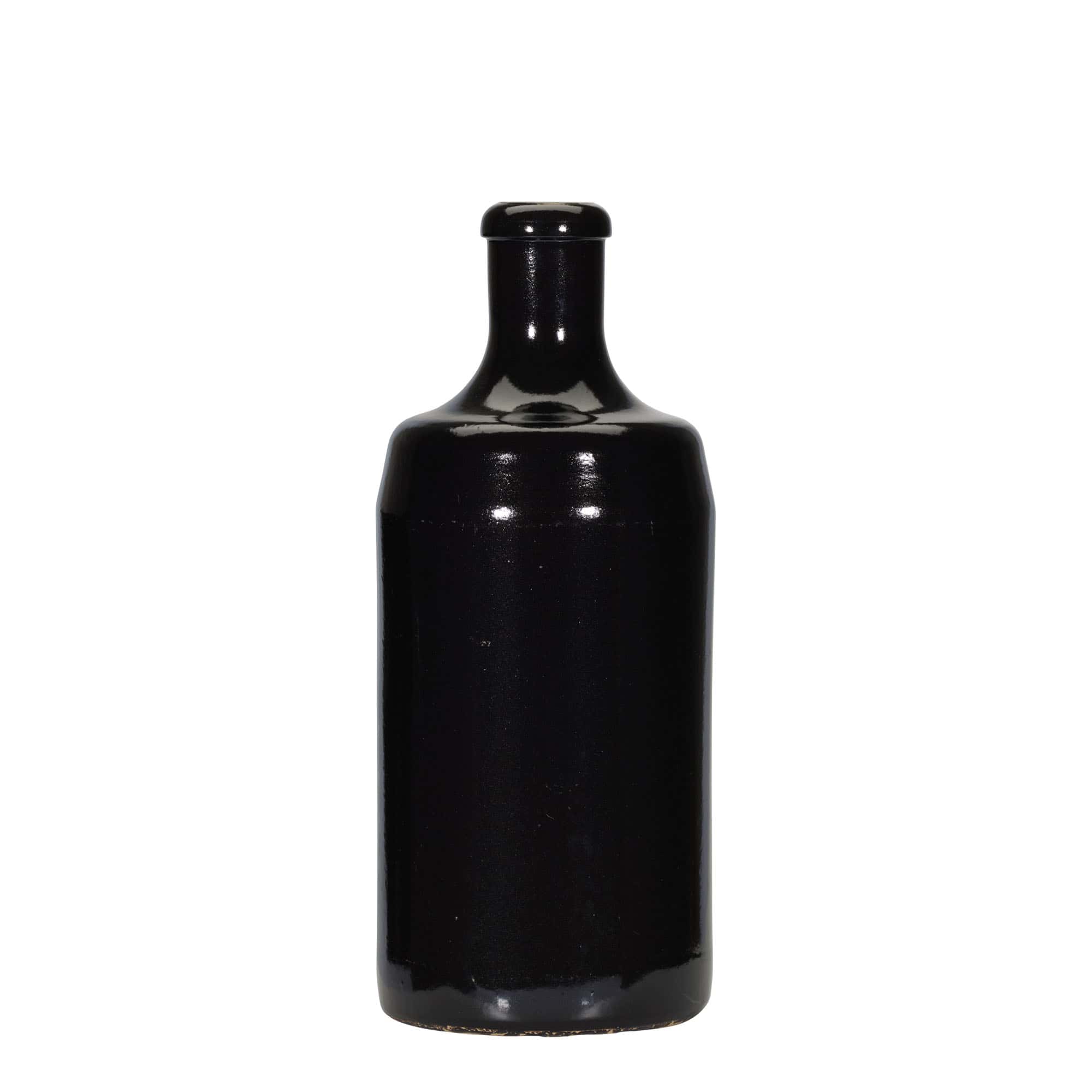 700 ml-es agyagkorsó 'Calvados', kőagyag, fekete, szájnyílás: parafadugó