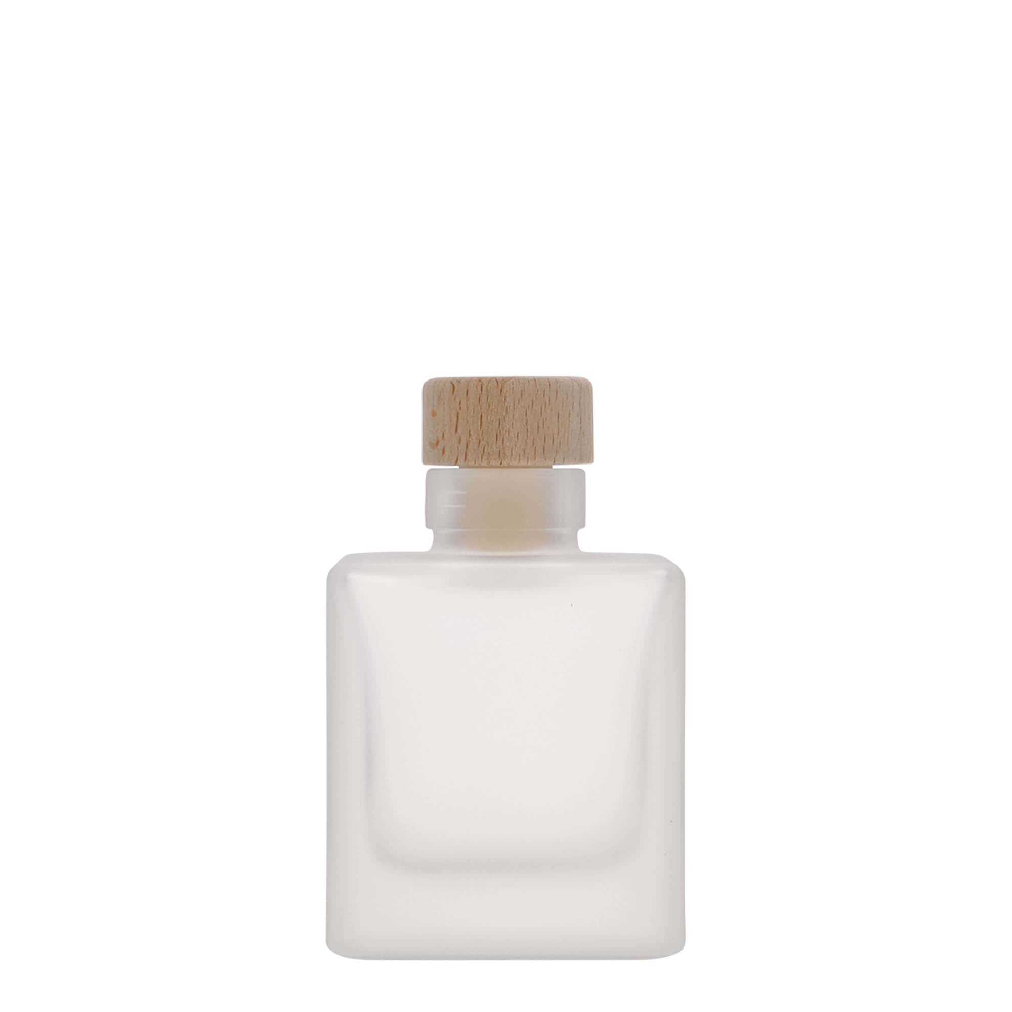 100 ml üveges üveg 'Cube', négyzet alakú, jeges hatású, nyílás: parafa