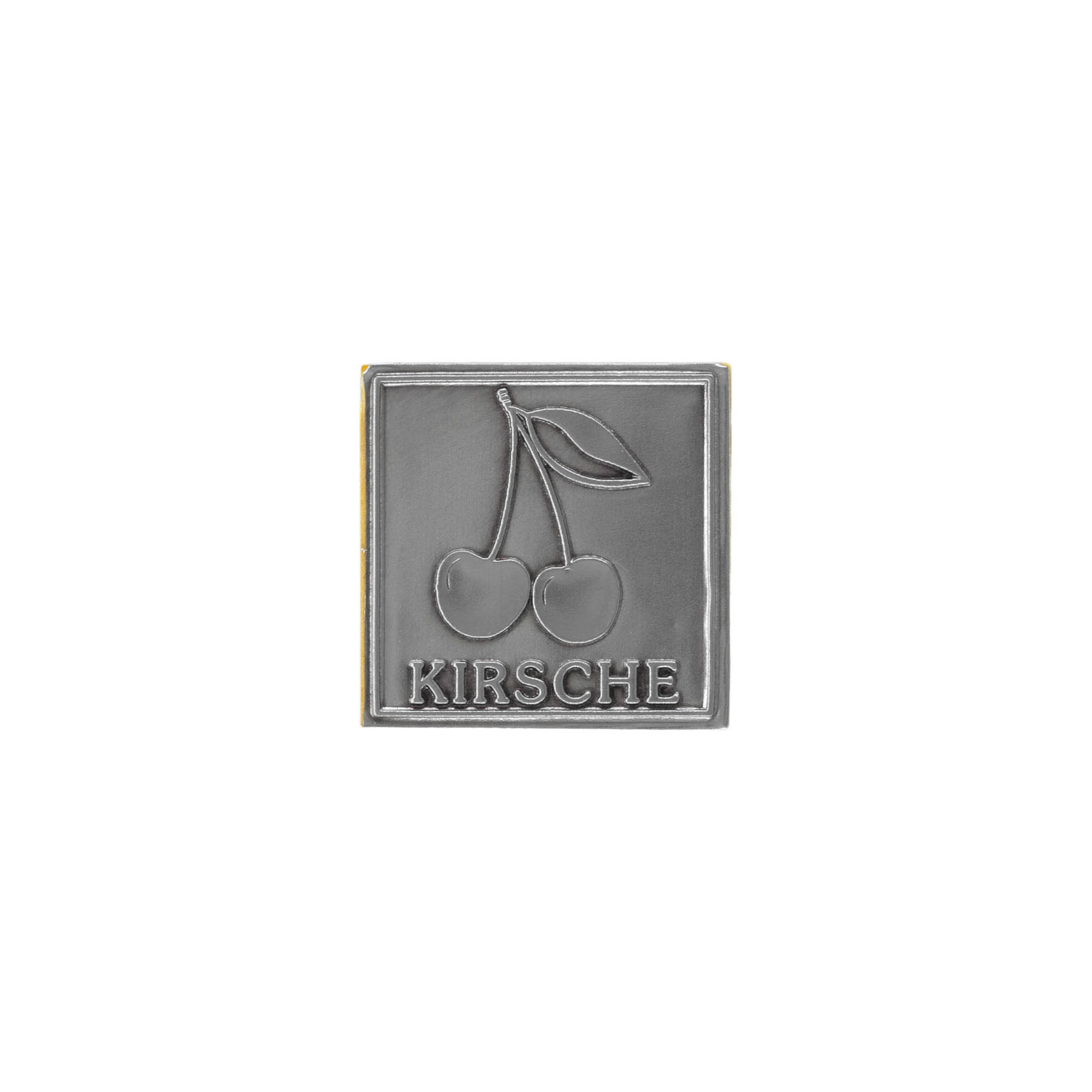 Óntábla címke 'Cseresznye', négyzet alakú, fém, ezüst