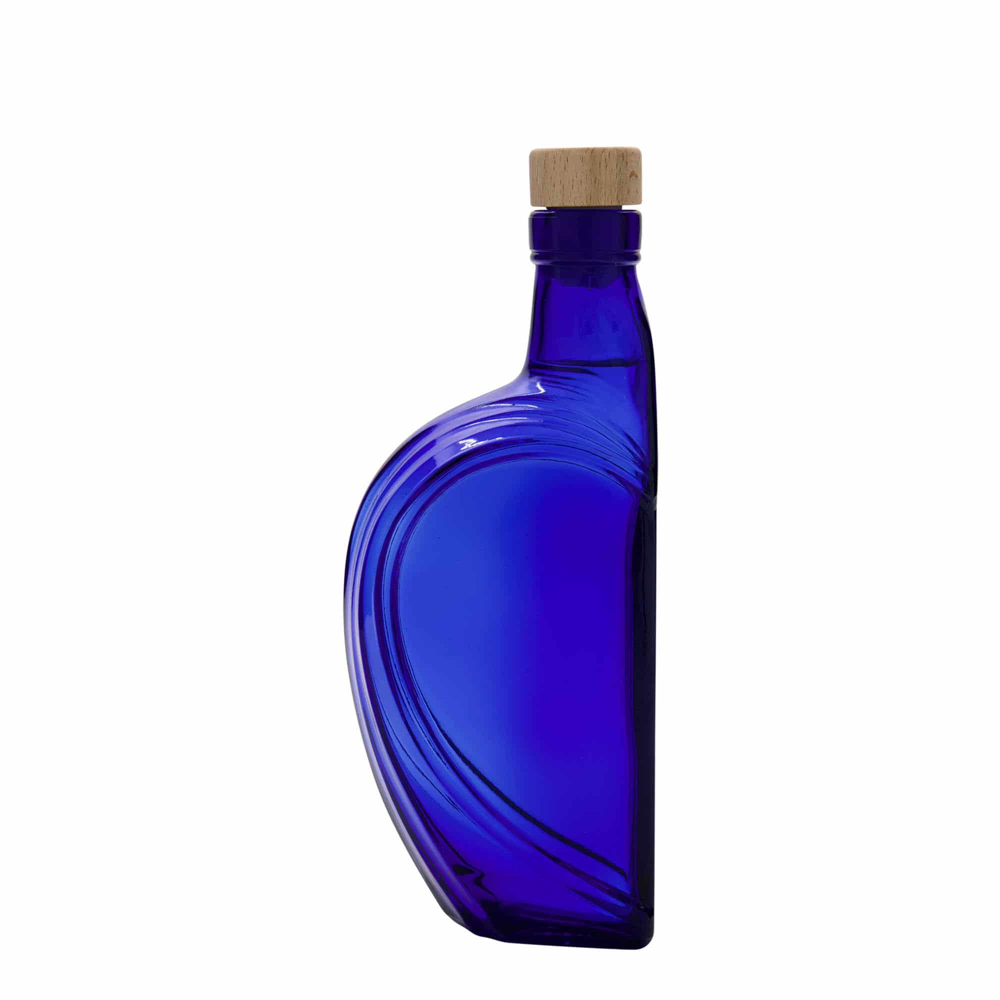 375 ml üvegpalack 'Sweethearts', téglalap alakú, királykék, nyílás: parafa