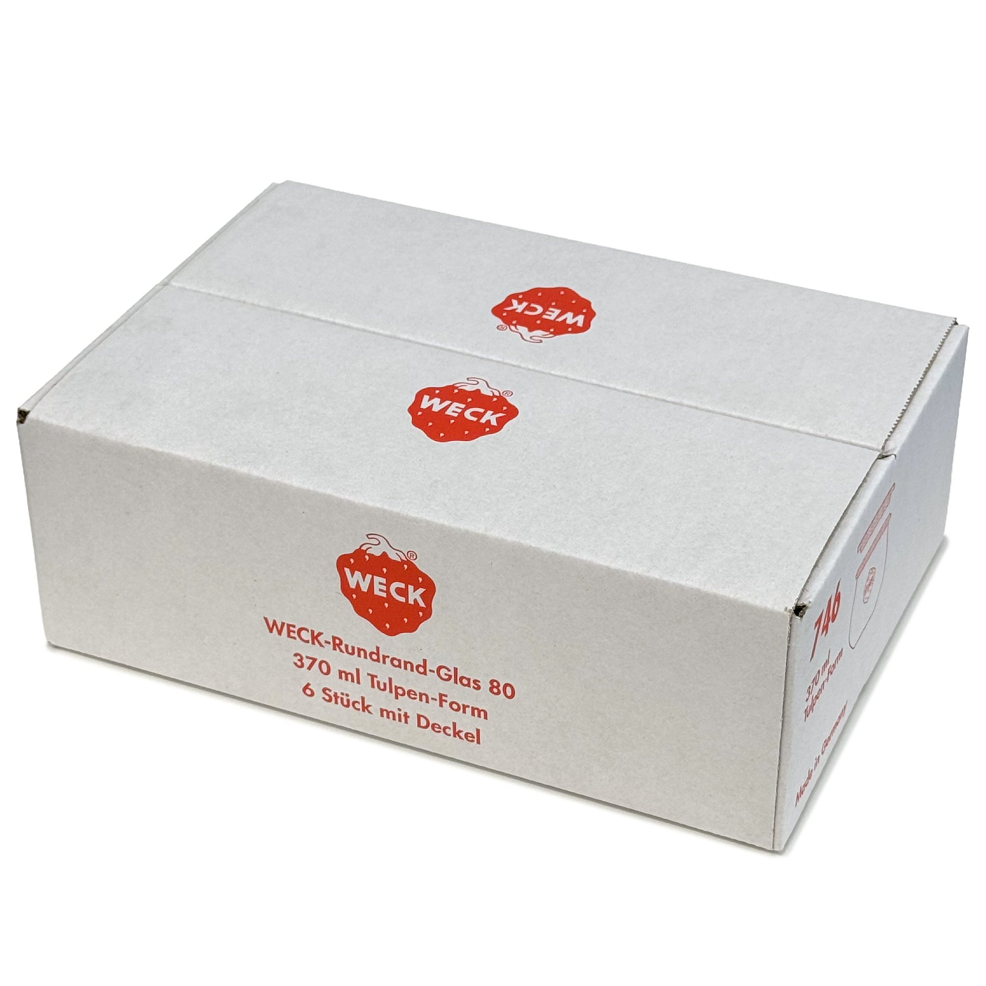 6x 370 ml WECK-tulipánüveg üvegfedéllel RR 80