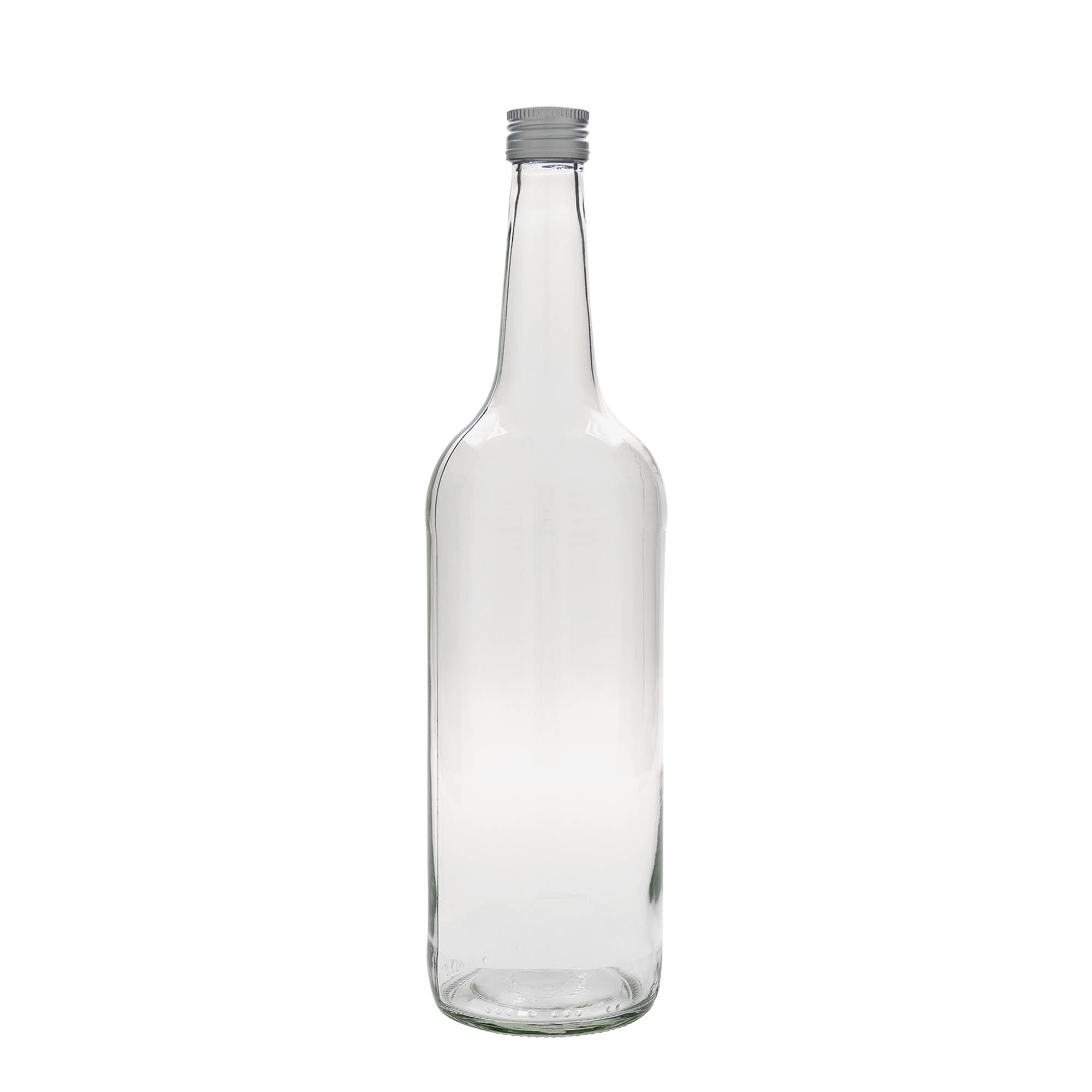 1.000 ml üvegpalack egyenes nyakkal, nyílás: PP 28 1.000 ml üvegpalack egyenes nyakkal, nyílás: PP 28