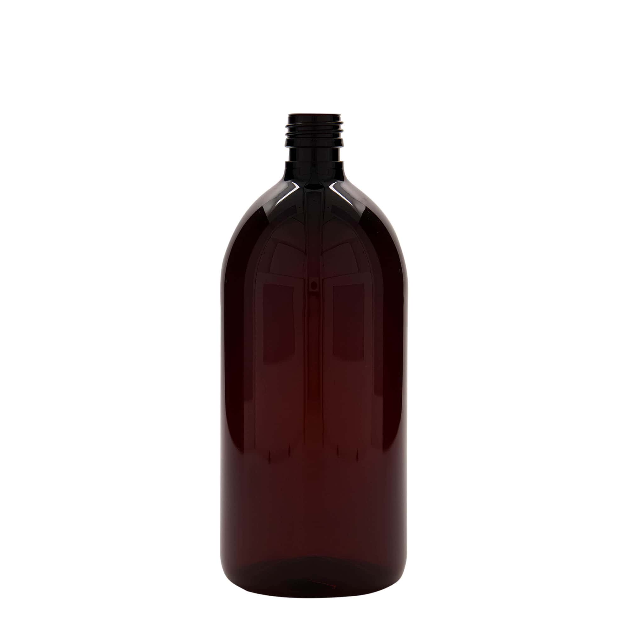 1000 ml-es PET-patikai üveg, barna, műanyag, szájnyílás: PP 28 1000 ml-es PET-patikai üveg, barna, műanyag, szájnyílás: PP 28