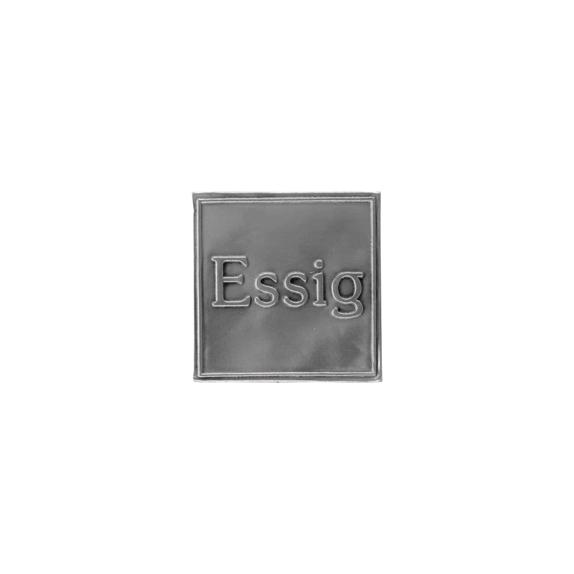 Óncímke 'Ecet', négyzet alakú, fém, ezüst Óncímke 'Ecet', négyzet alakú, fém, ezüst