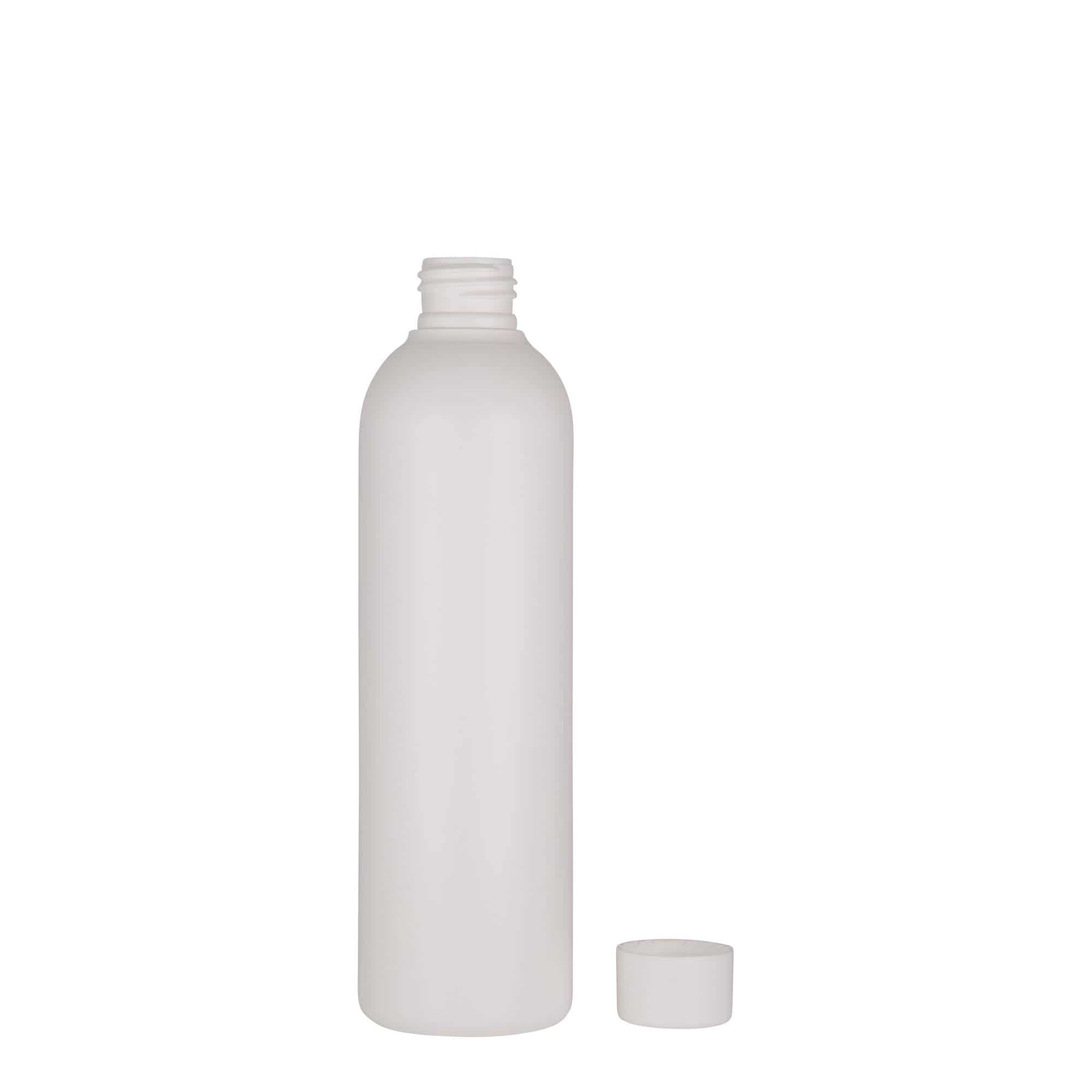 250 ml-es műanyag palack 'Tuffy', HDPE, fehér, szájnyílás: GPI 24/410
