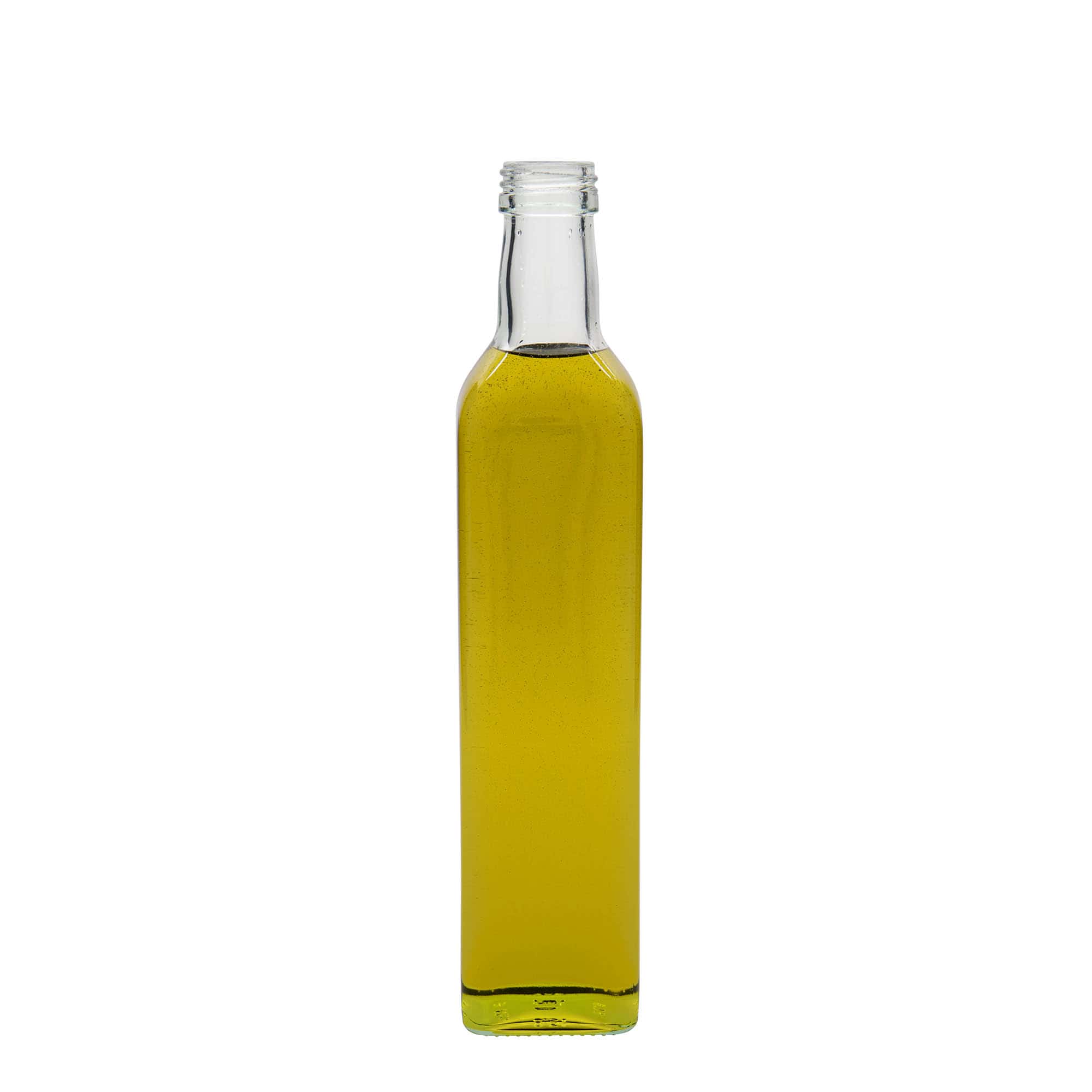 500 ml üvegpalack 'Marasca', négyzet alakú, nyílás: PP 31,5