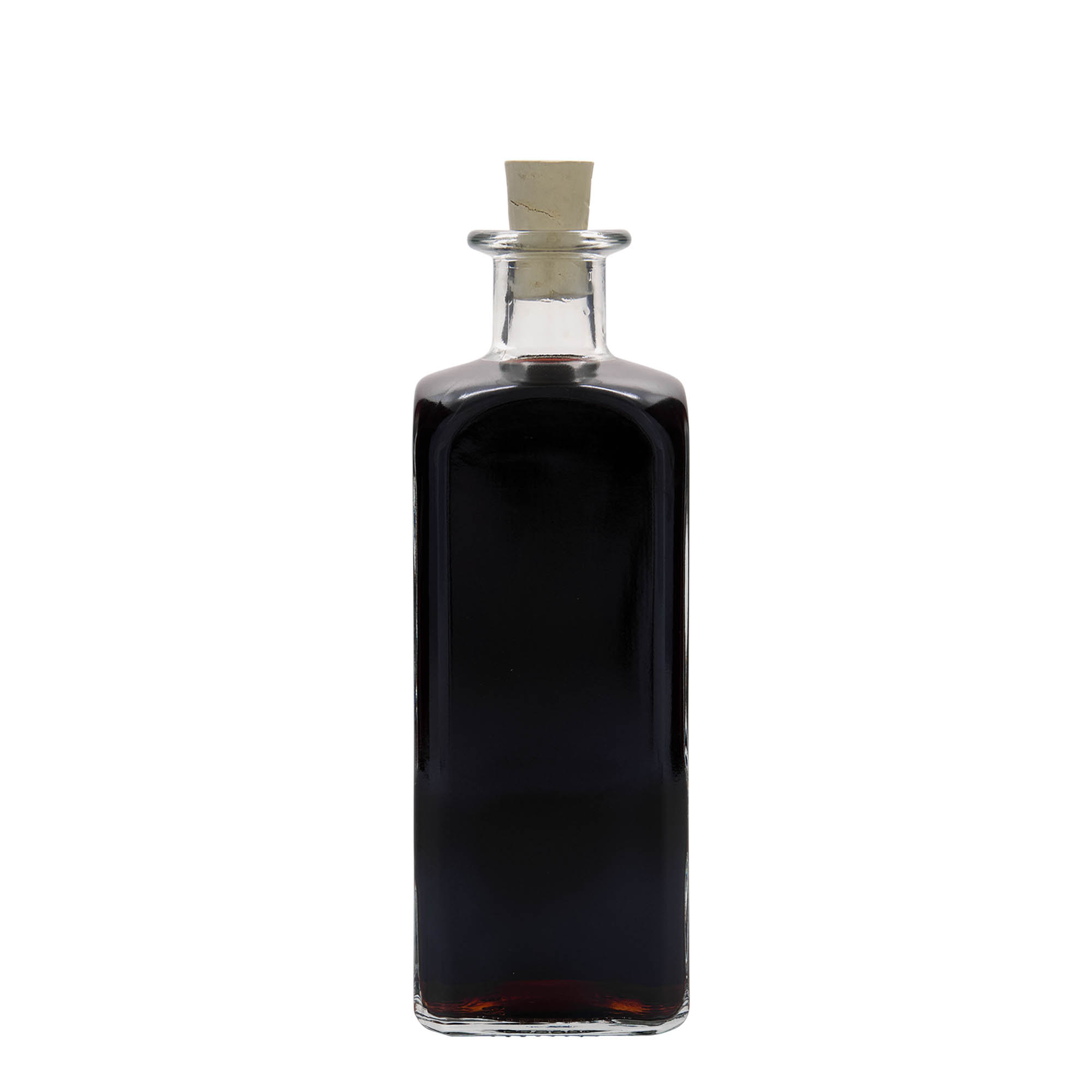 500 ml üvegpalack Apotheker Carré, négyzet alakú, nyílás: parafa